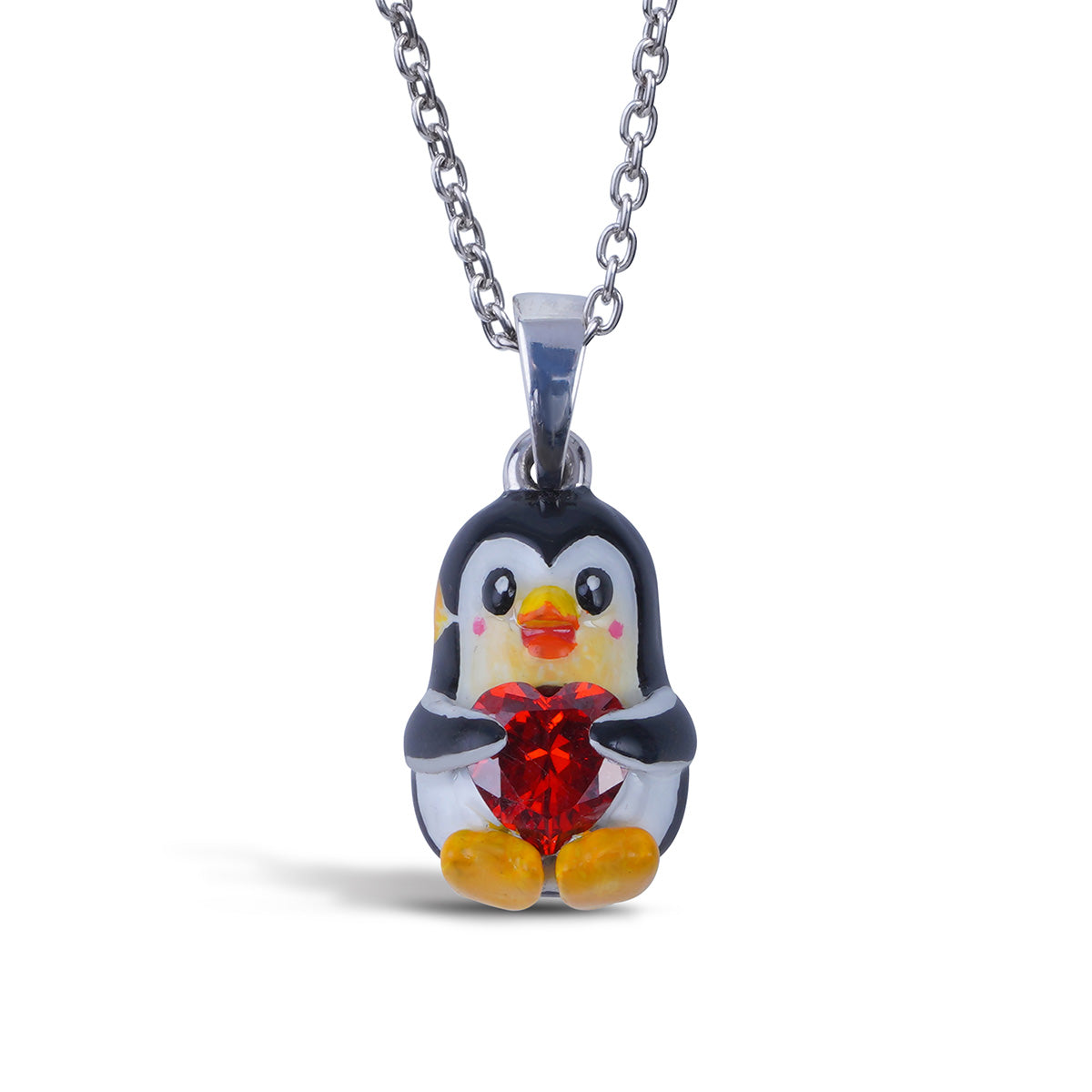 Penguin Necklace for Kids 3D Enamel Pendant Kawaii Jewelry