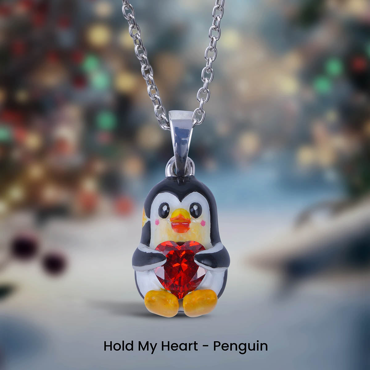 Penguin Necklace for Kids 3D Enamel Pendant Kawaii Jewelry