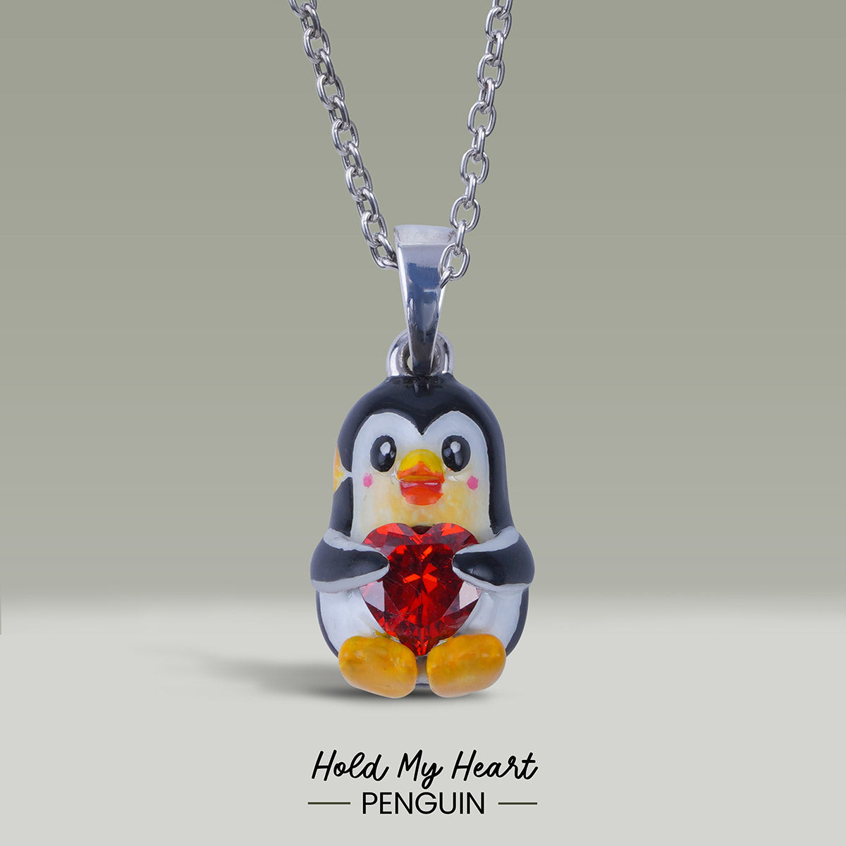 Penguin Necklace for Kids 3D Enamel Pendant Kawaii Jewelry