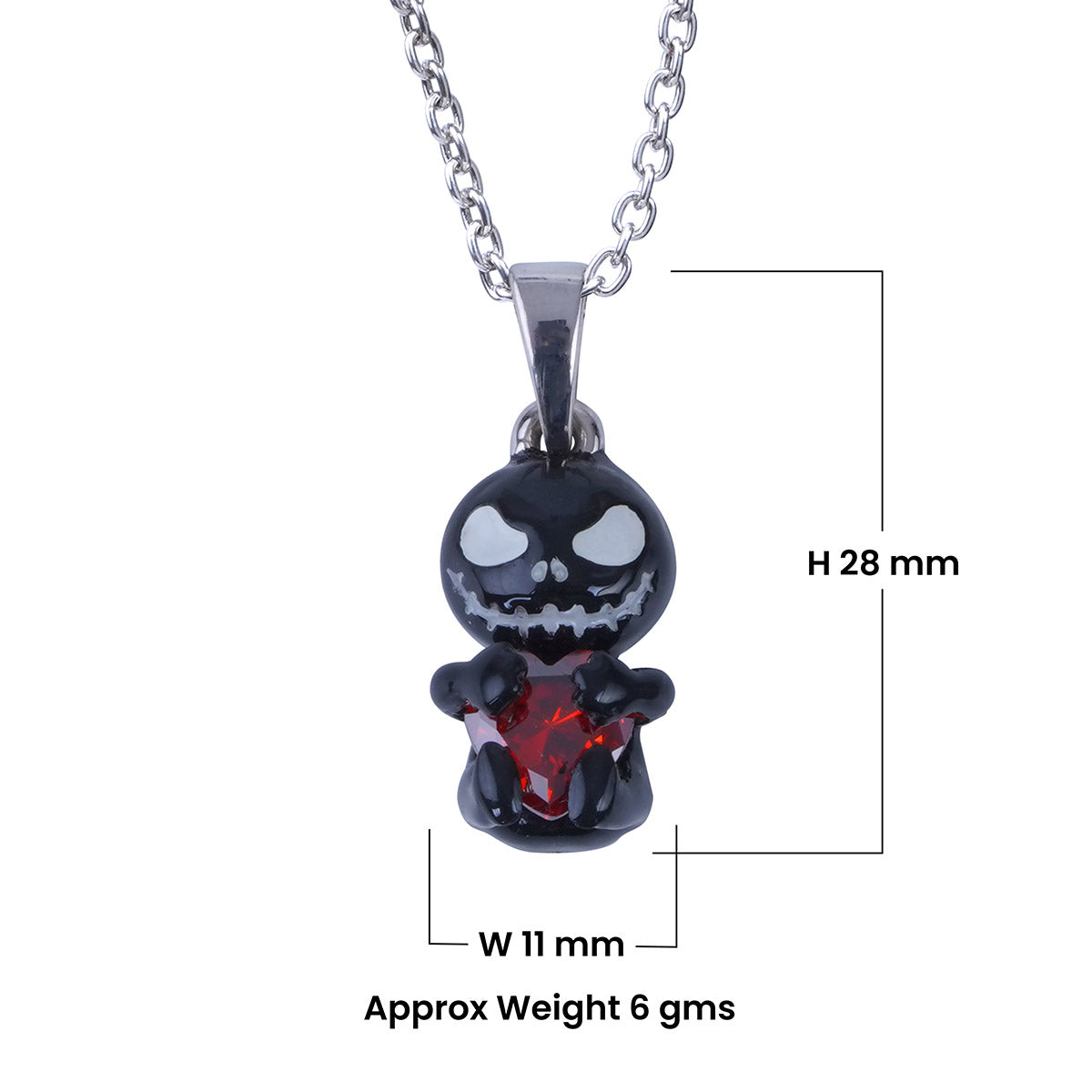 Jack Pendant Necklace 3D Black Enamel Trick or Treat Halloween Jewelry