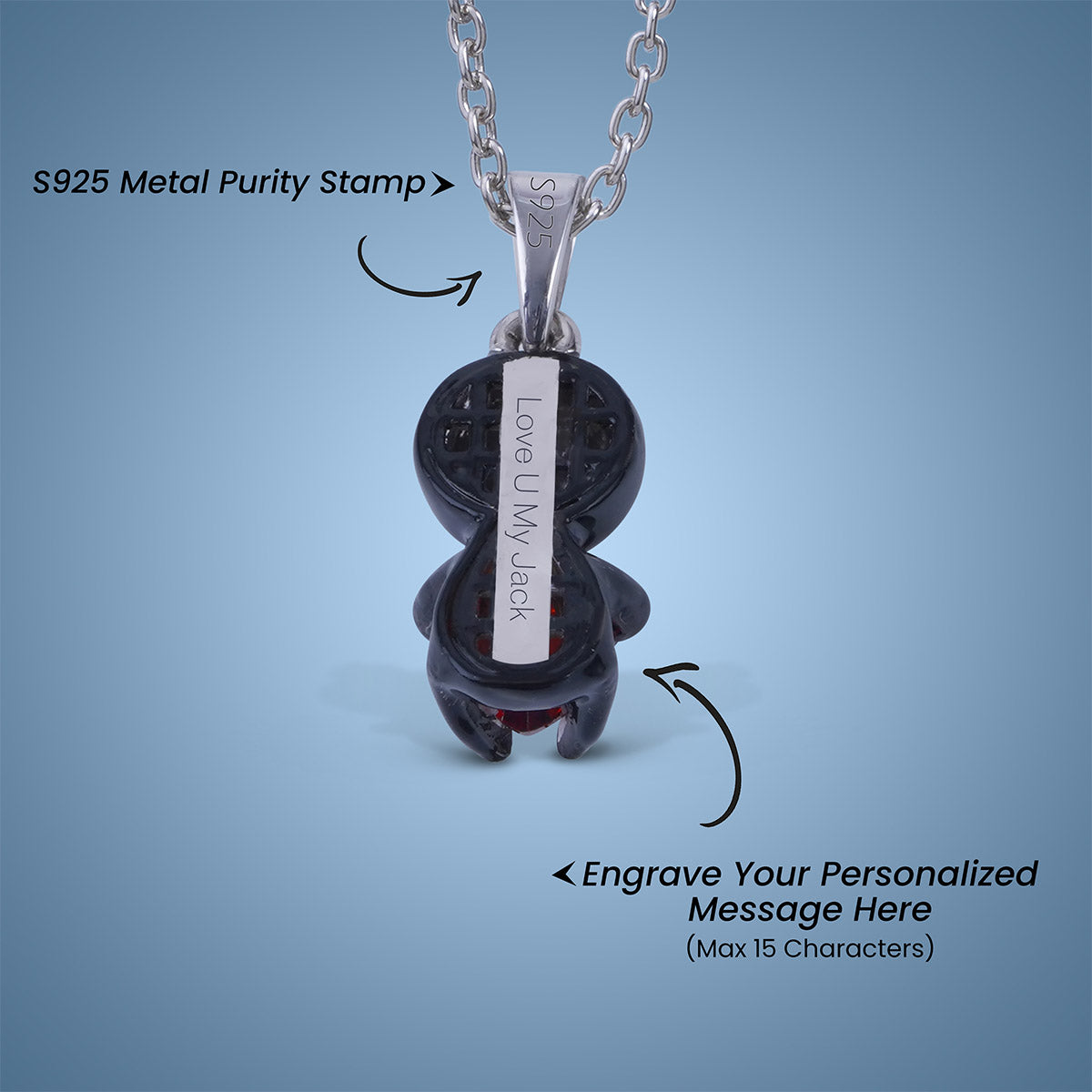 Jack Pendant Necklace 3D Black Enamel Trick or Treat Halloween Jewelry