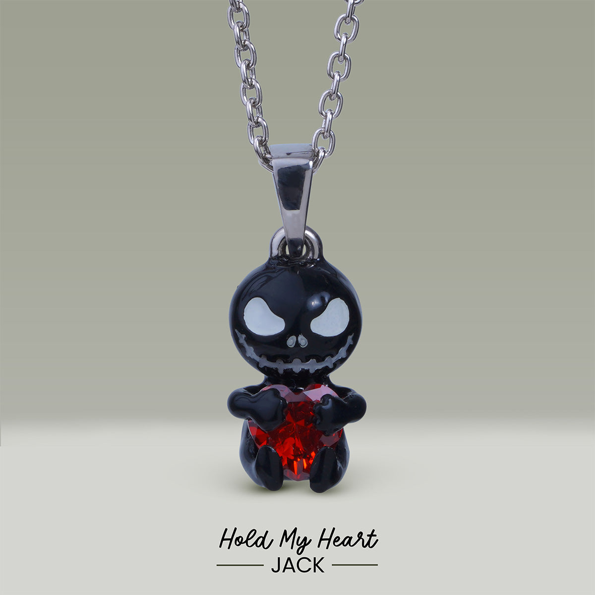 Jack Pendant Necklace 3D Black Enamel Trick or Treat Halloween Jewelry