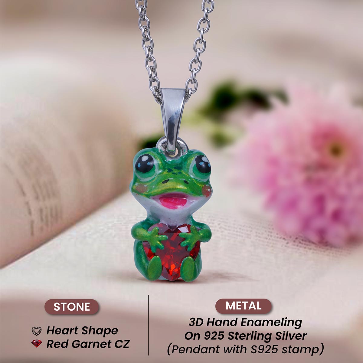 Kawaii Frog Pendant Necklace Toad Charm Playful Kids Jewelry