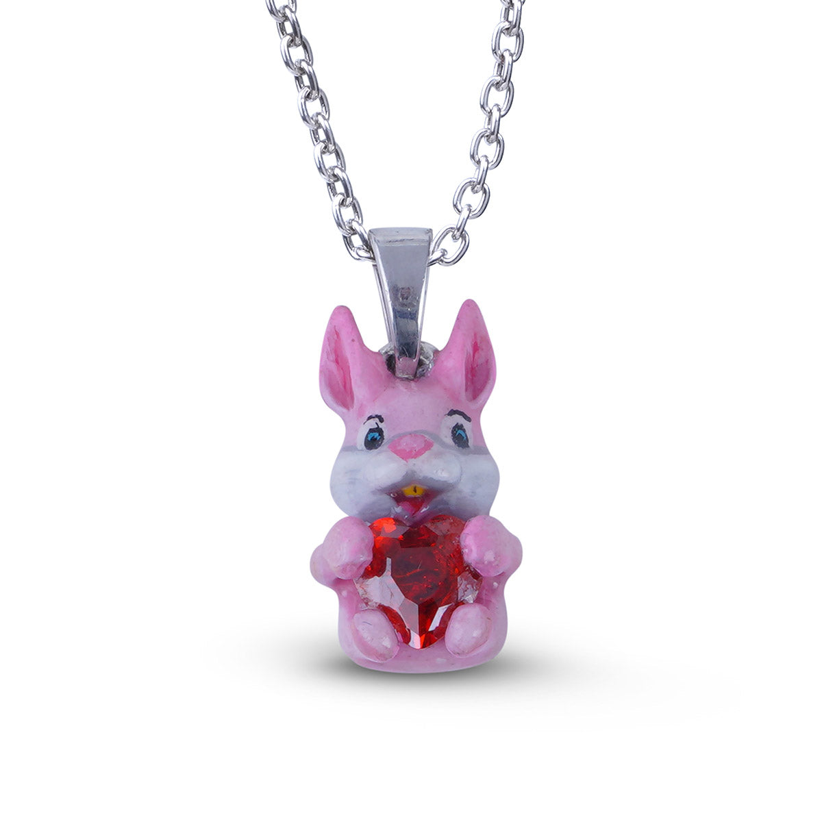 Bunny Necklace Pink Rabbit Pendant Kawaii Jewelry for Kids Girls