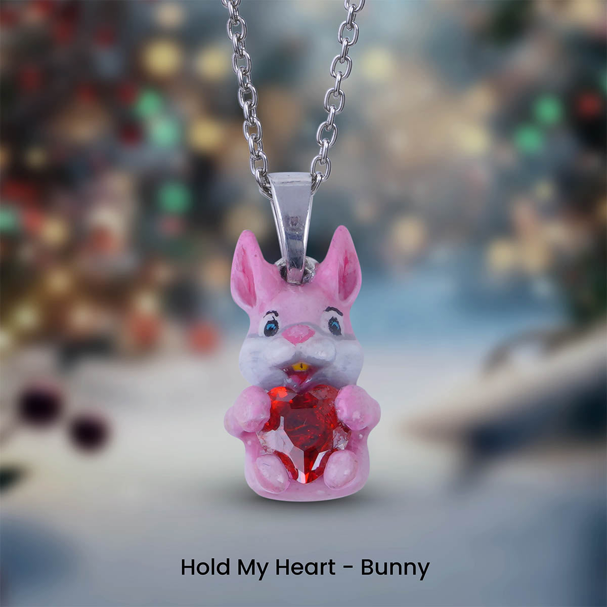 Bunny Necklace Pink Rabbit Pendant Kawaii Jewelry for Kids Girls