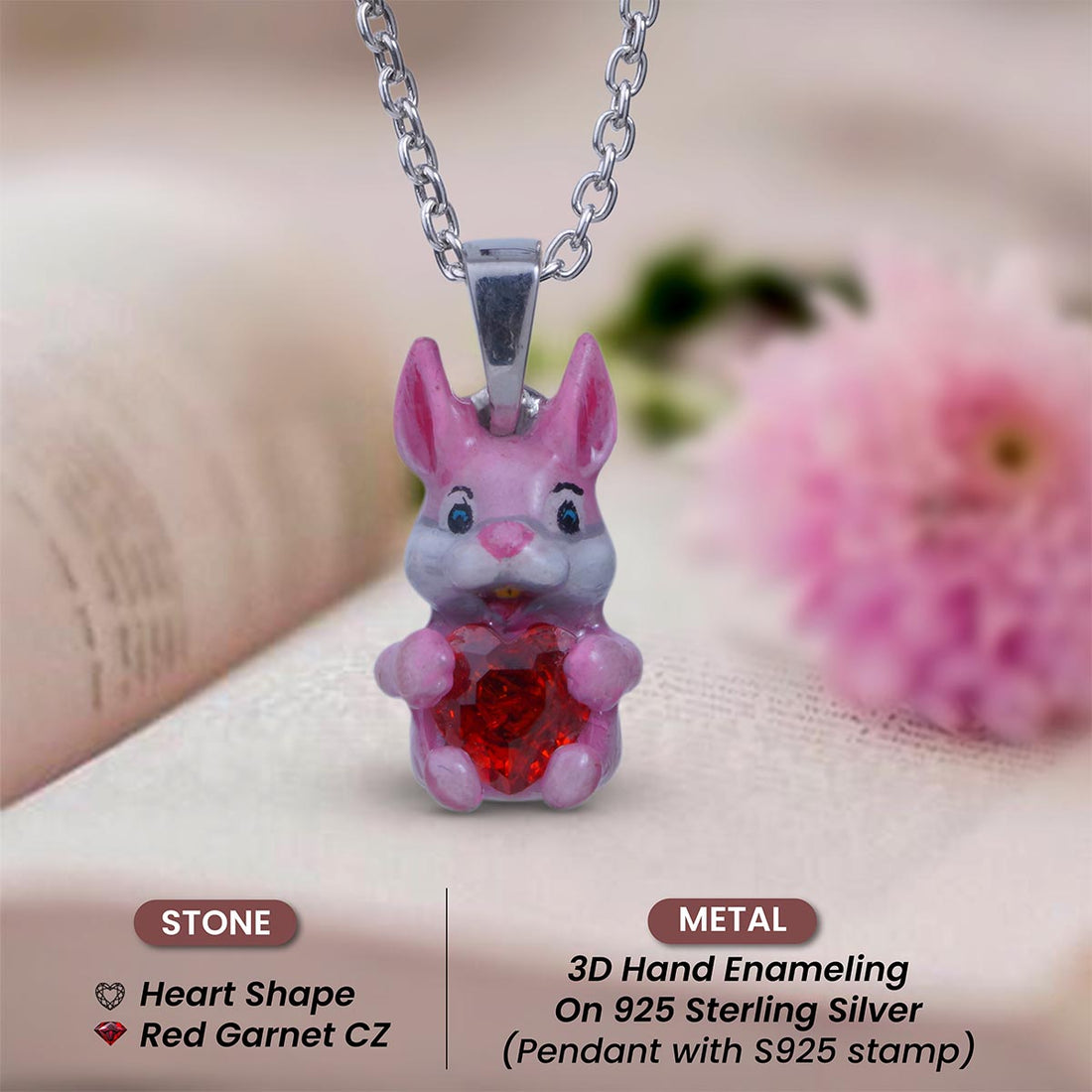 Bunny Necklace Pink Rabbit Pendant Kawaii Jewelry for Kids Girls