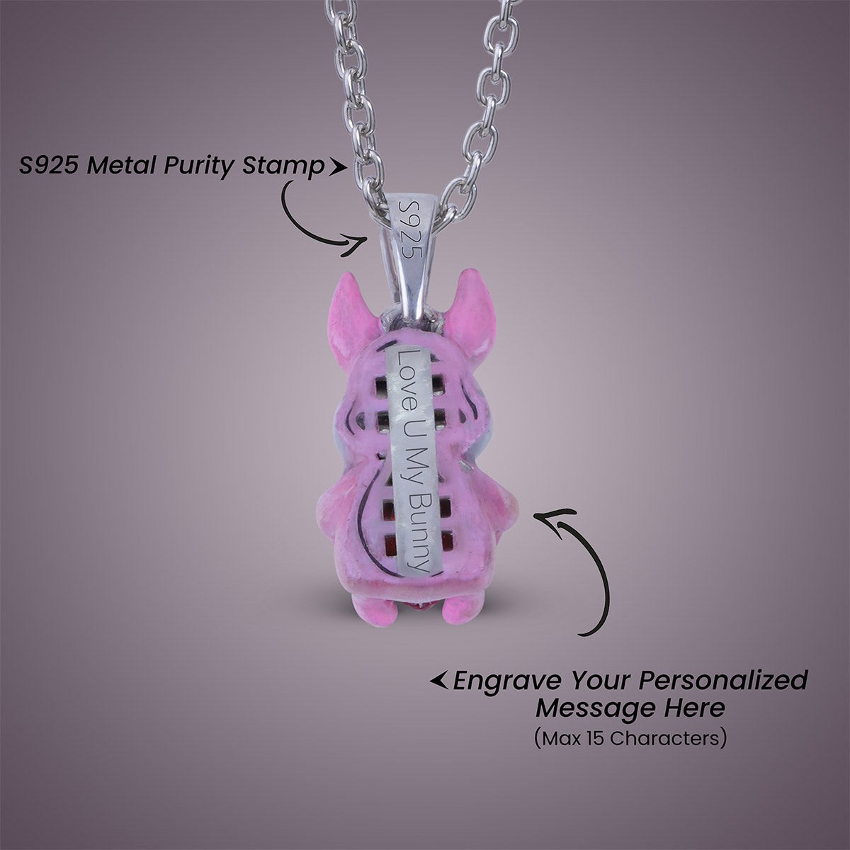 Bunny Necklace Pink Rabbit Pendant Kawaii Jewelry for Kids Girls