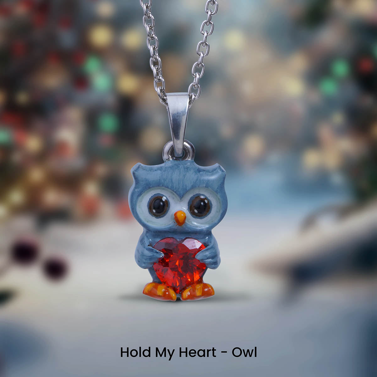 Cute Owl Pendant Necklace for Kids Hold My Heart Owl Jewelry