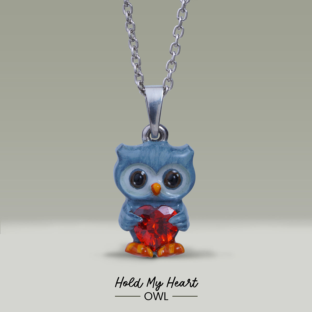 Cute Owl Pendant Necklace for Kids Hold My Heart Owl Jewelry