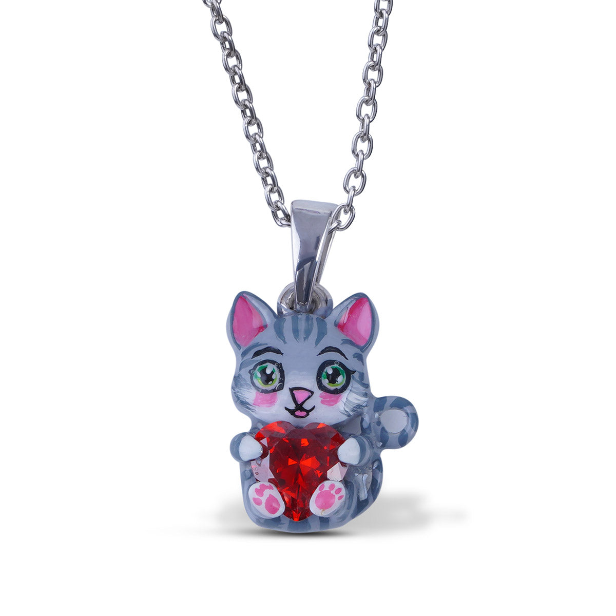 Cute Cat Pendant Necklace 3D Enamel Kitten Jewelry Pet lover gift