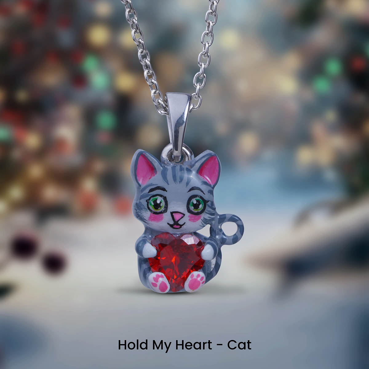 Cute Cat Pendant Necklace 3D Enamel Kitten Jewelry Pet lover gift