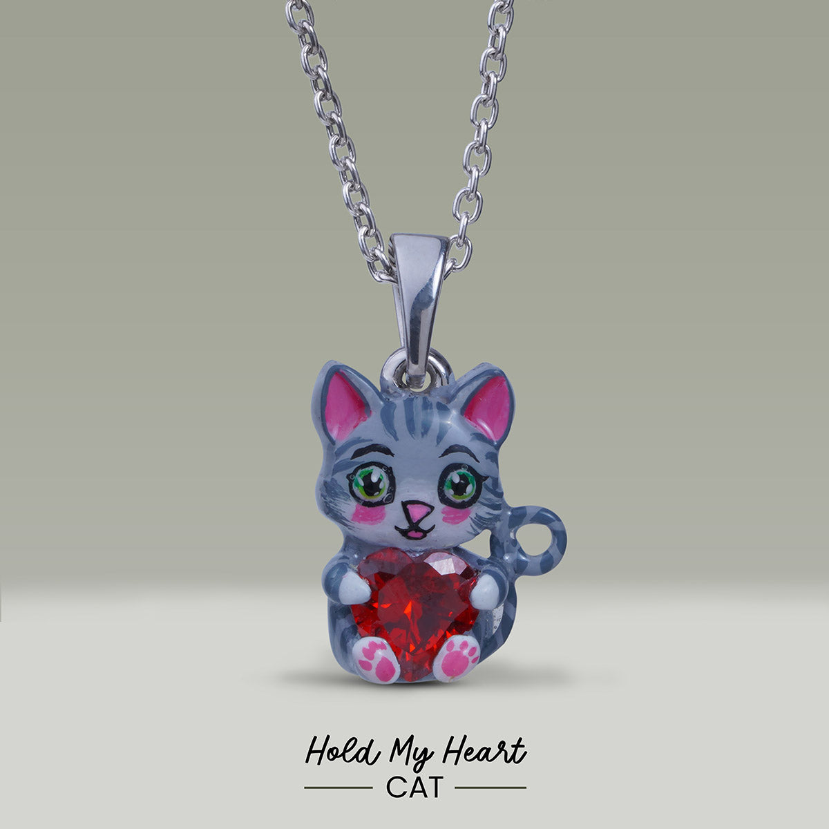 Cute Cat Pendant Necklace 3D Enamel Kitten Jewelry Pet lover gift