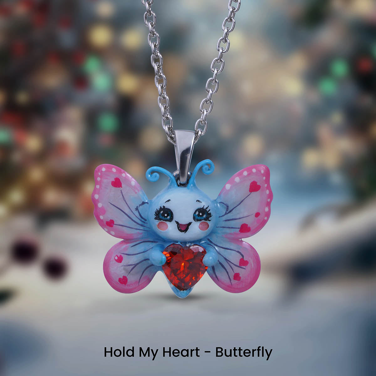 3D Butterfly Pendant Necklace for Girls Kids Jewelry Kawaii Charm
