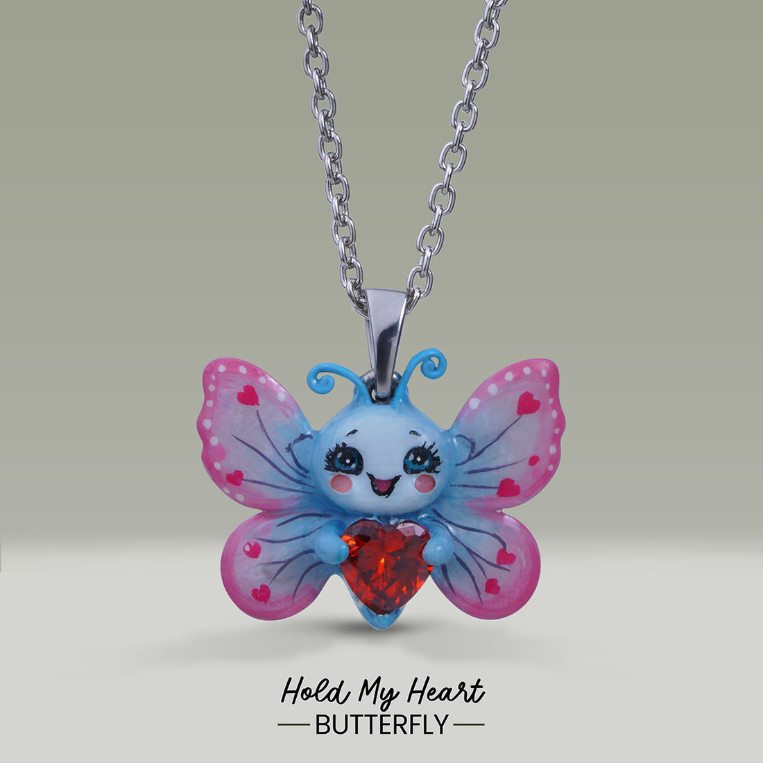 3D Butterfly Pendant Necklace for Girls Kids Jewelry Kawaii Charm