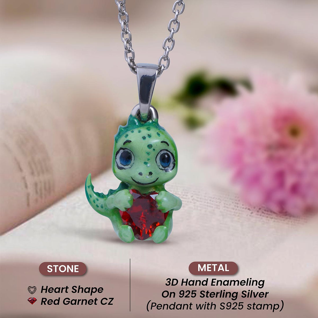 Baby Dinosaur Pendant Necklace Fairytale Charm Kawaii Jewelry