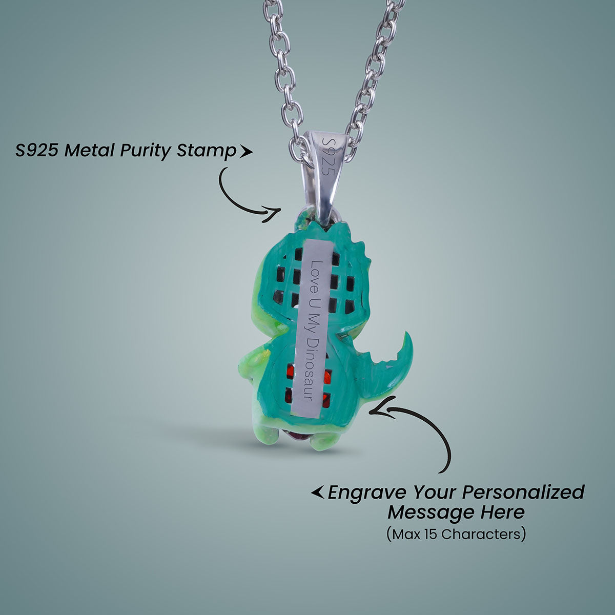 Baby Dinosaur Pendant Necklace Fairytale Charm Kawaii Jewelry