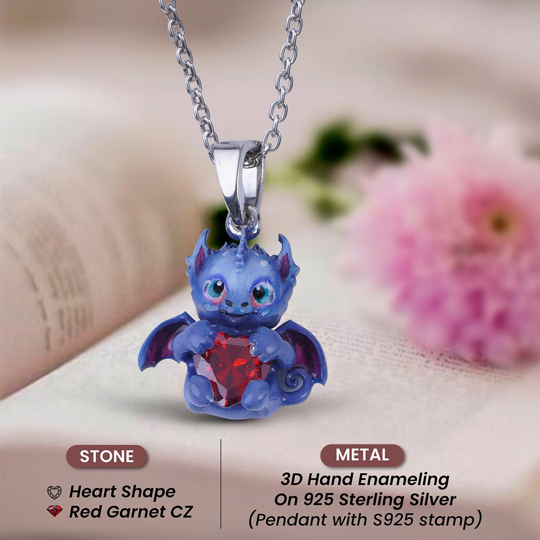 Baby Dragon Pendant Necklace Fairytale Charm Girls Kids Jewelry