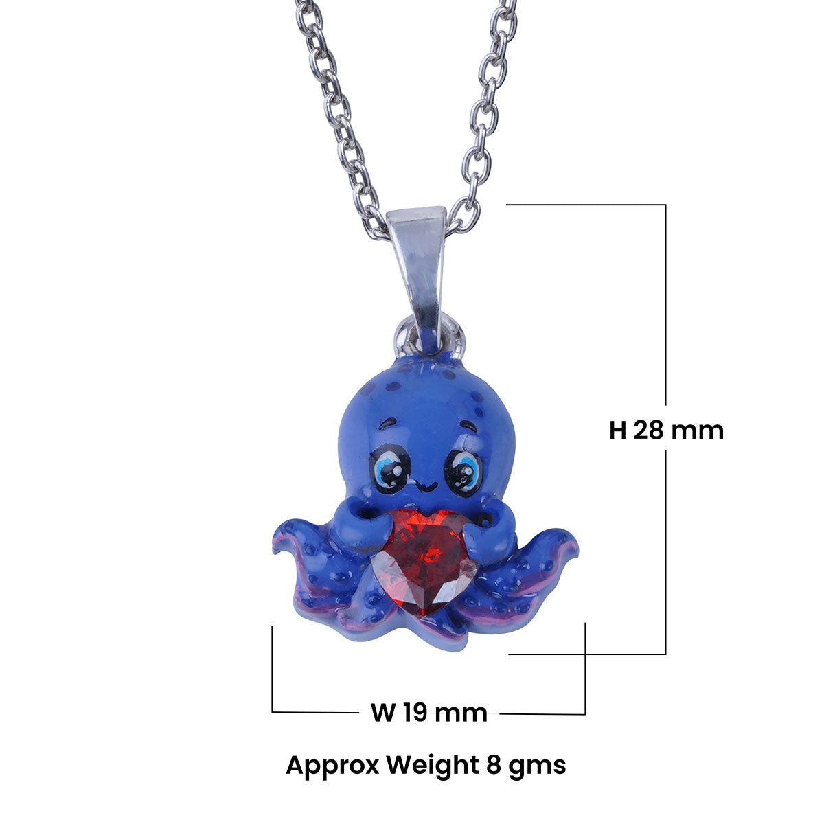 Blue Enamel Octopus Pendant Necklace for Kids Beach Jewelry