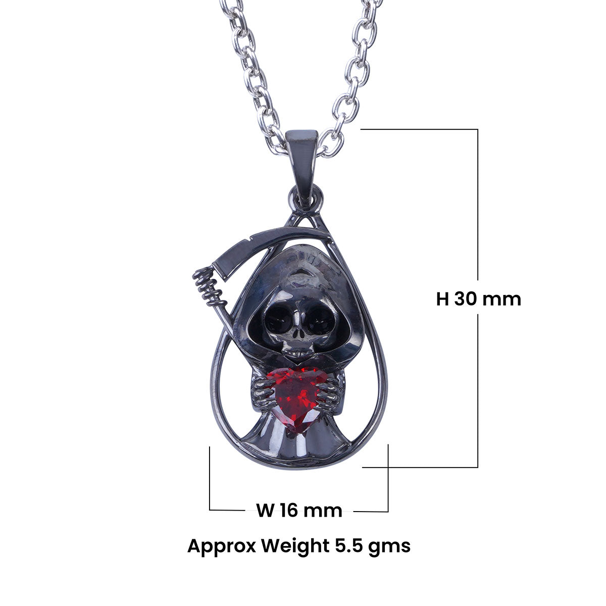 Grim Reaper Necklace Skeleton Scythe Gothic Halloween Jewelry
