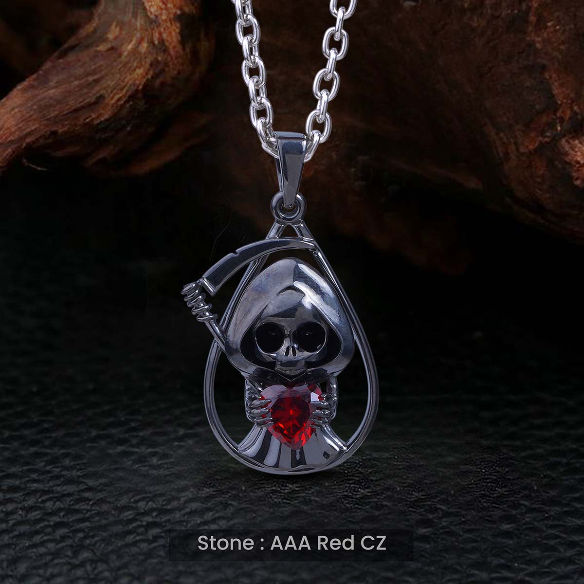 Grim Reaper Necklace Skeleton Scythe Gothic Halloween Jewelry