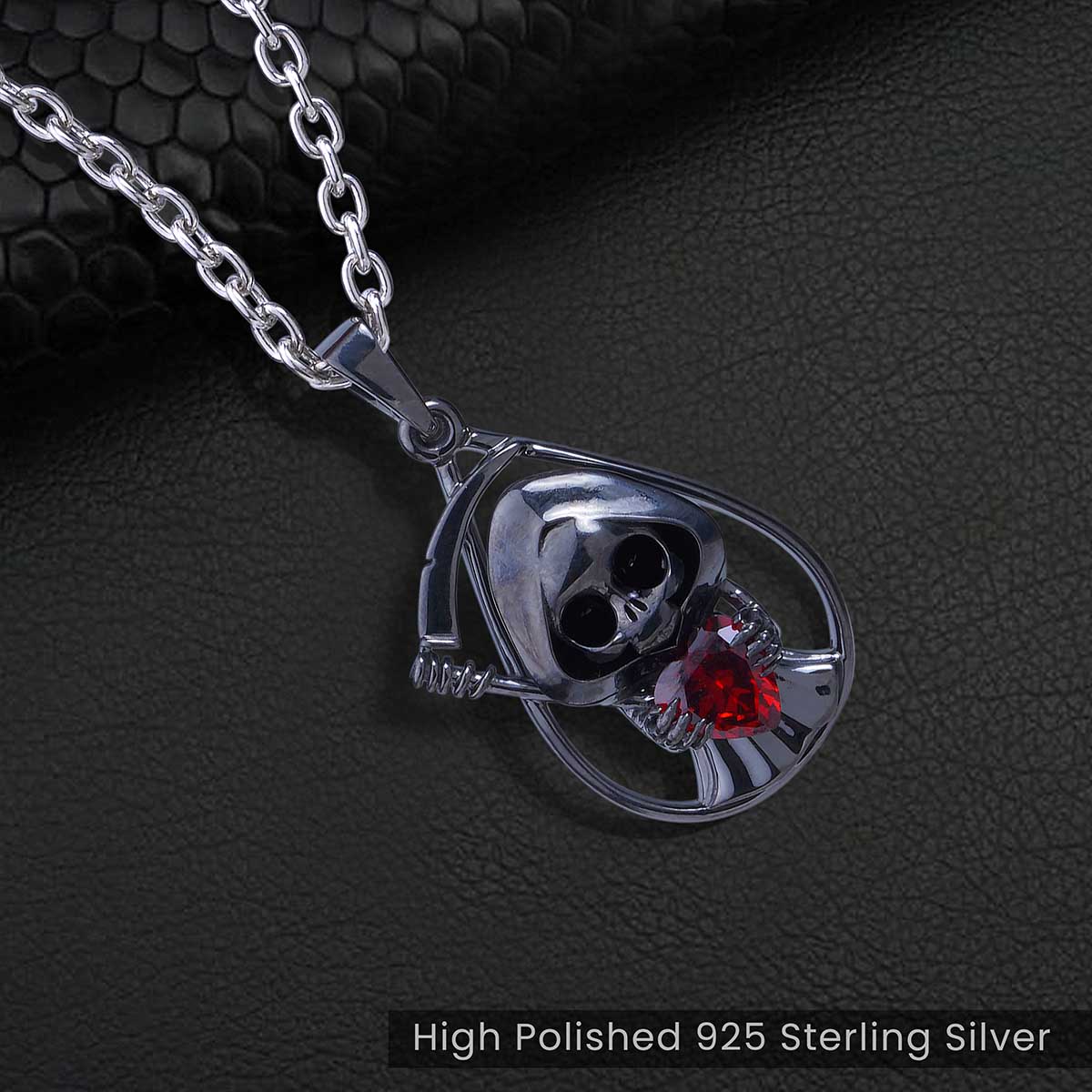 Grim Reaper Necklace Skeleton Scythe Gothic Halloween Jewelry