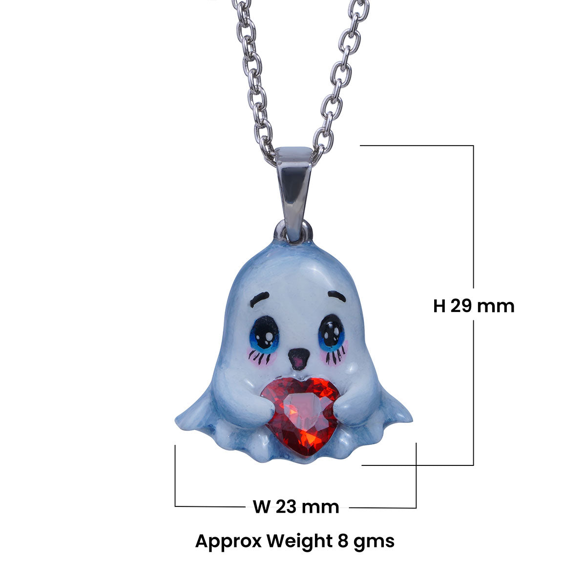 Cute Ghost Pendant Necklace 3D Enamel Gothic Halloween Gift