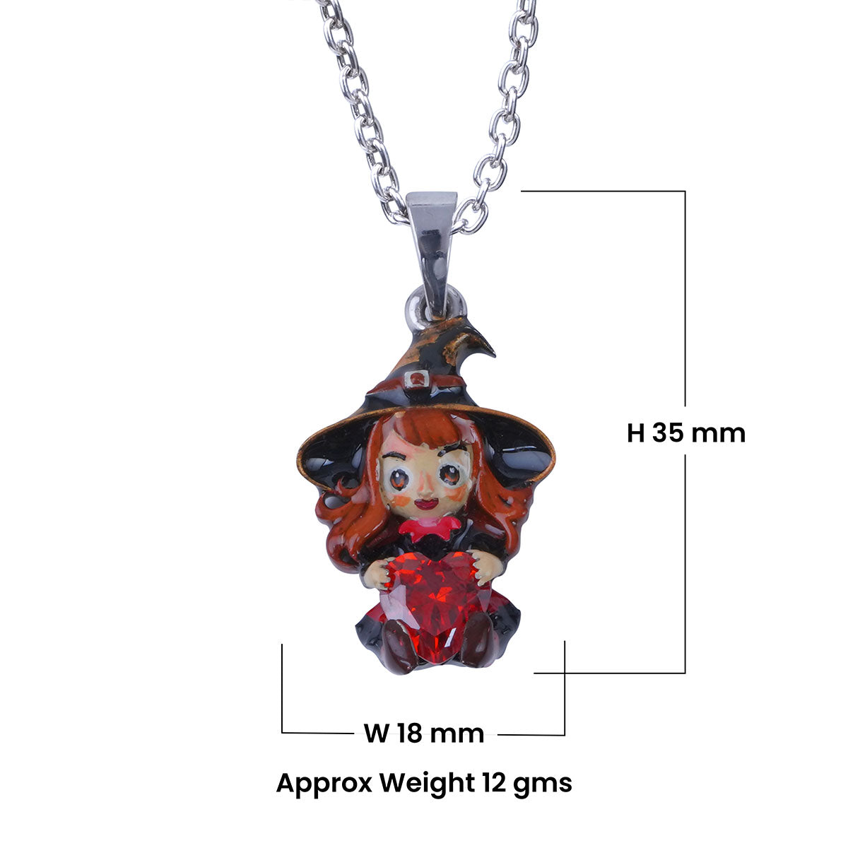 Witch Doll Pendant Necklace Gothic Charm Halloween Jewelry