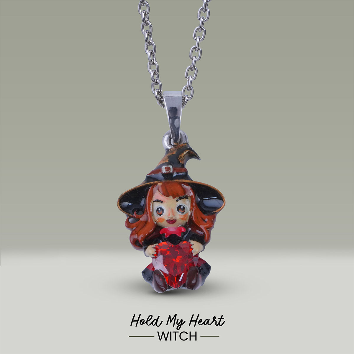 Witch Doll Pendant Necklace Gothic Charm Halloween Jewelry