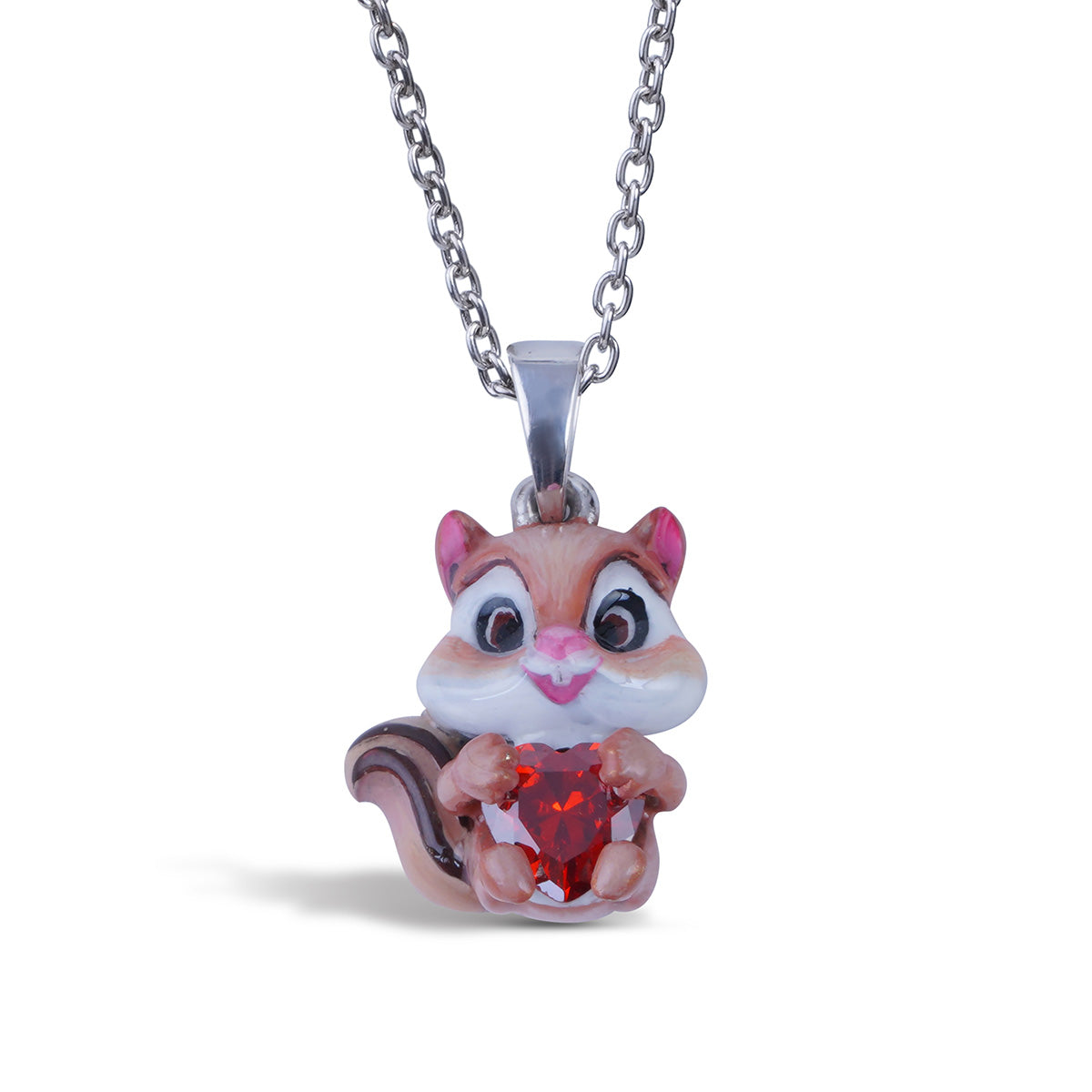 Squirrel Pendant Necklace for Girls Kids 3D Enamel Nutty Jewelry