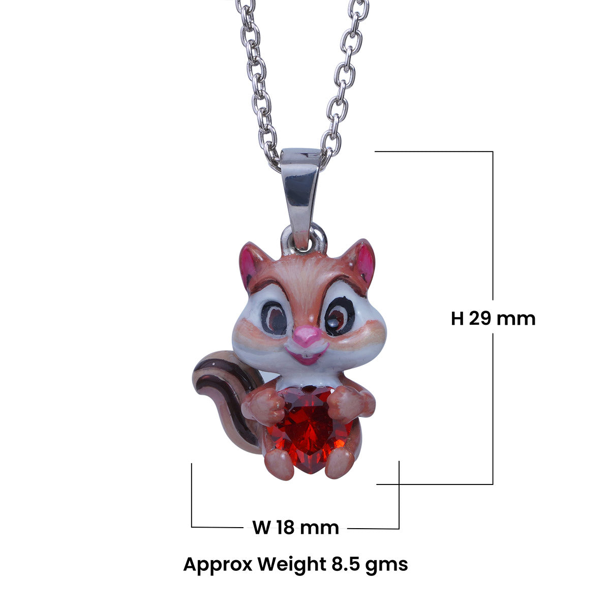 Squirrel Pendant Necklace for Girls Kids 3D Enamel Nutty Jewelry