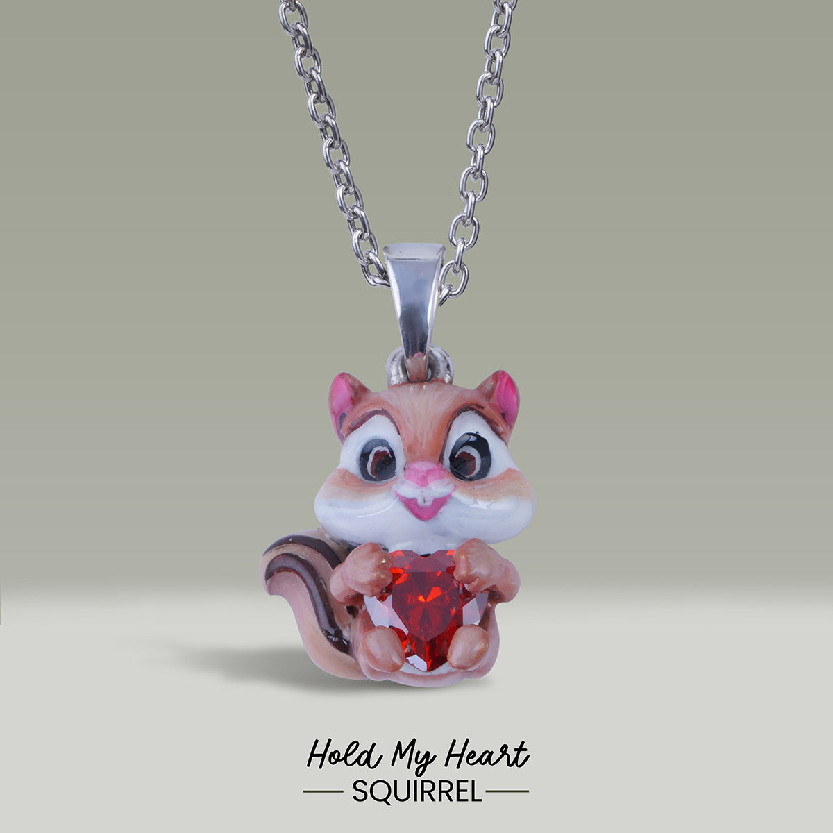 Squirrel Pendant Necklace for Girls Kids 3D Enamel Nutty Jewelry