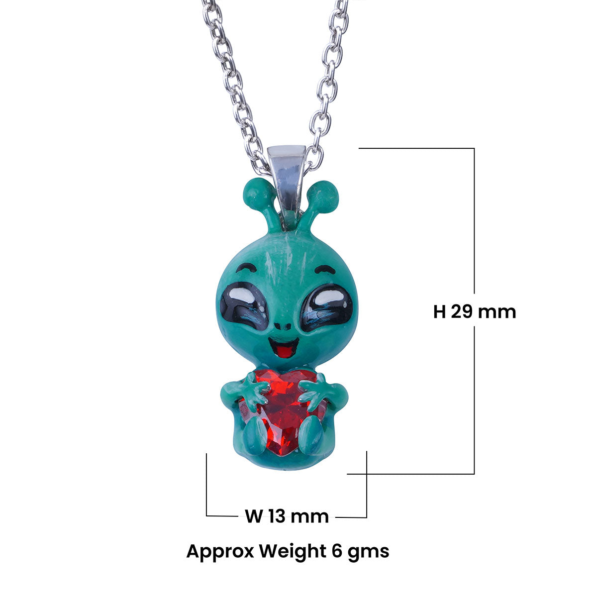 Alien Pendant Necklace Cosmic Charm UFO Sci Fi Jewelry Enamel