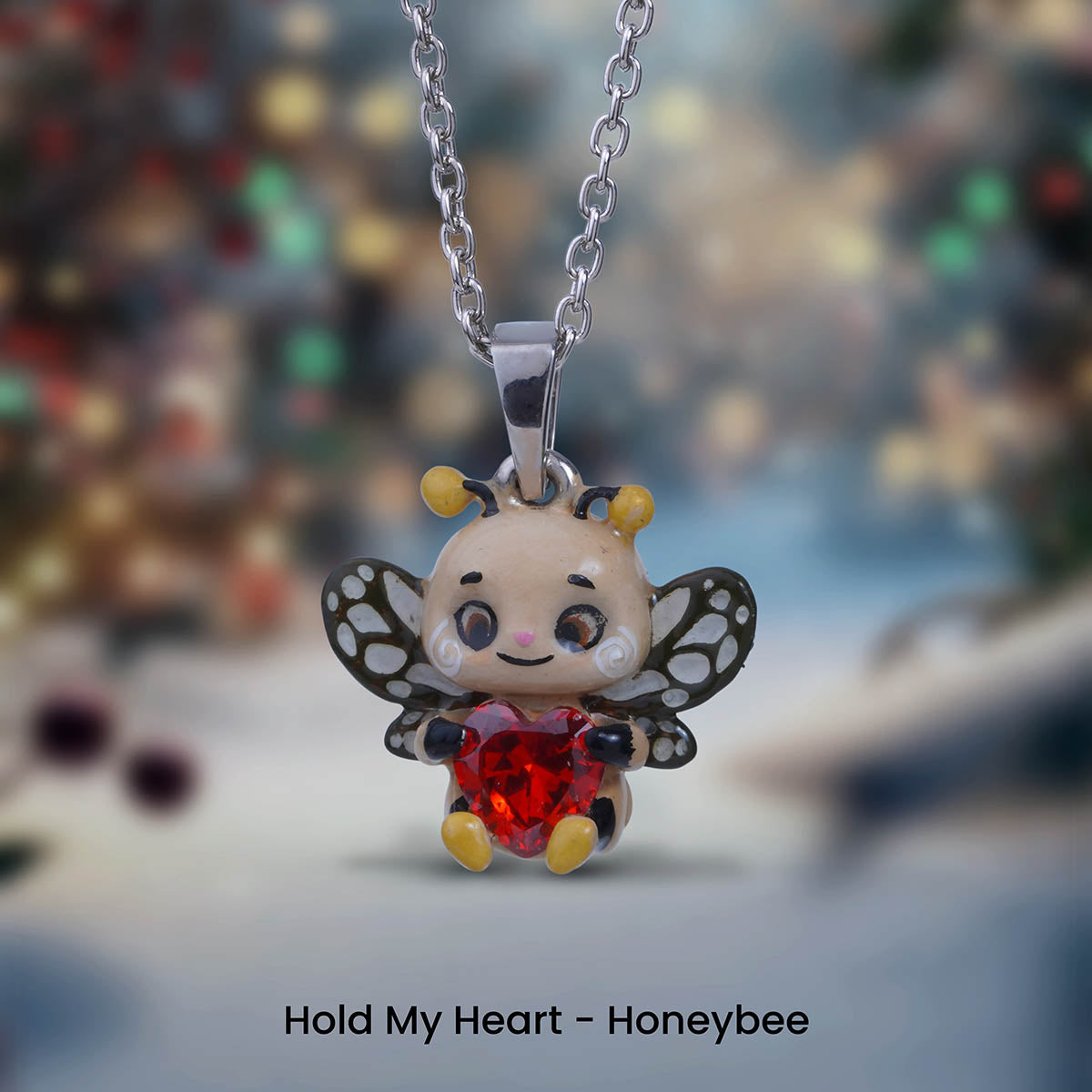 Cute Honeybee Pendant Necklace Kawaii Jewelry Gift for Daughter