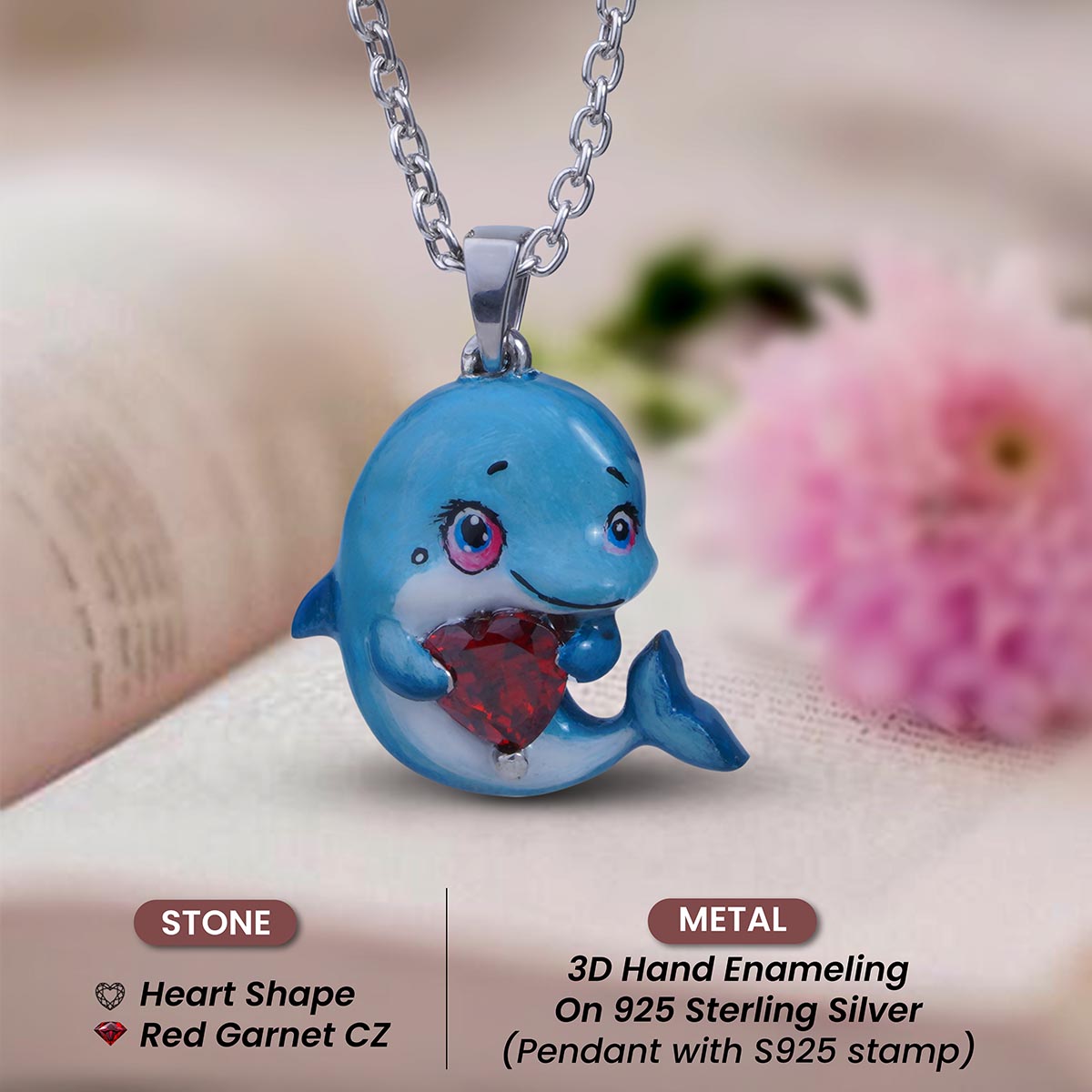 Joyful Dolphin Pendant Necklace for Girls Tropical Beach Jewelry