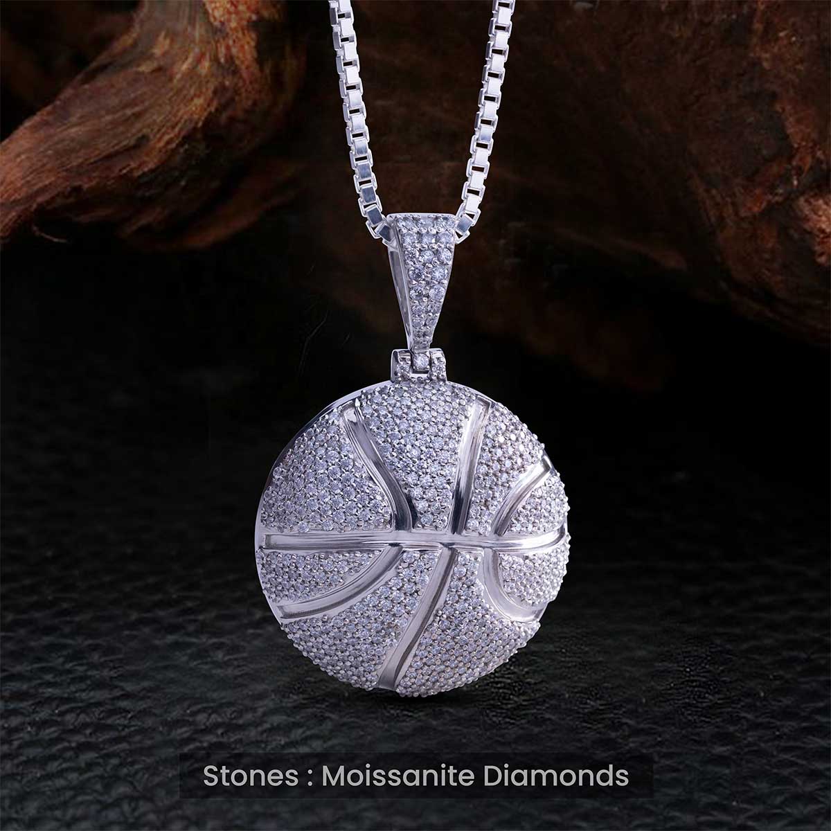 Moissanite Iced Out Basketball Pendant Necklace Sports Jewelry Hip Hop