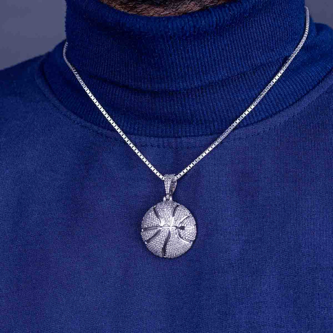 Iced Out Basketball Necklace Sports Ball Pendant Hip Hop Jewelry