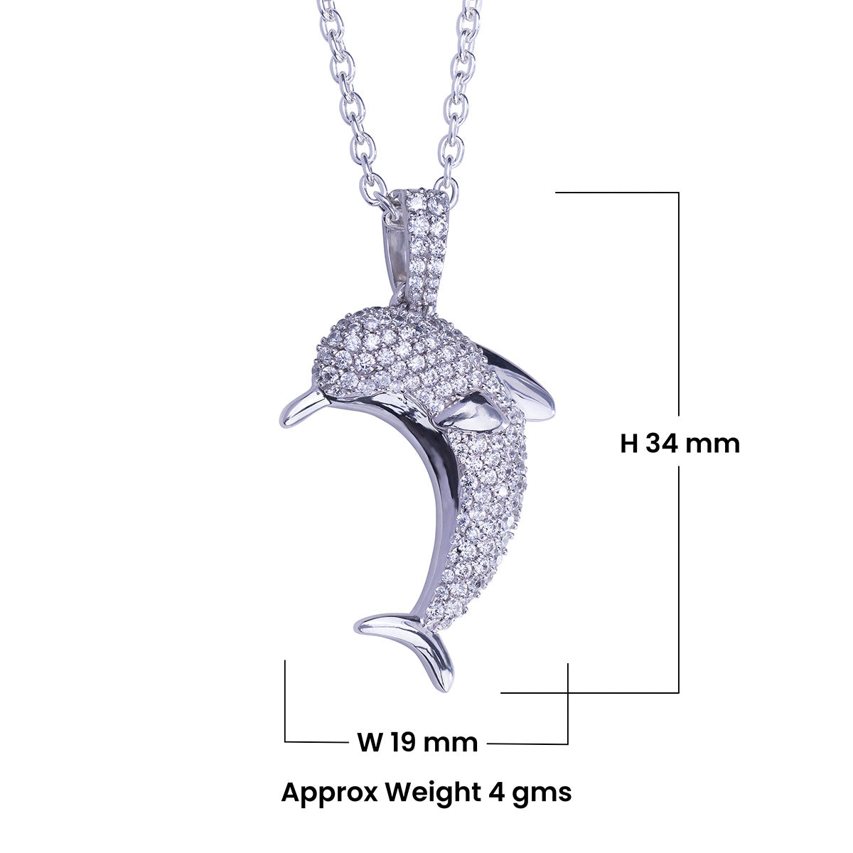 Dolphin Pendant Necklace Iced Out Ocean Jewelry Sterling Silver