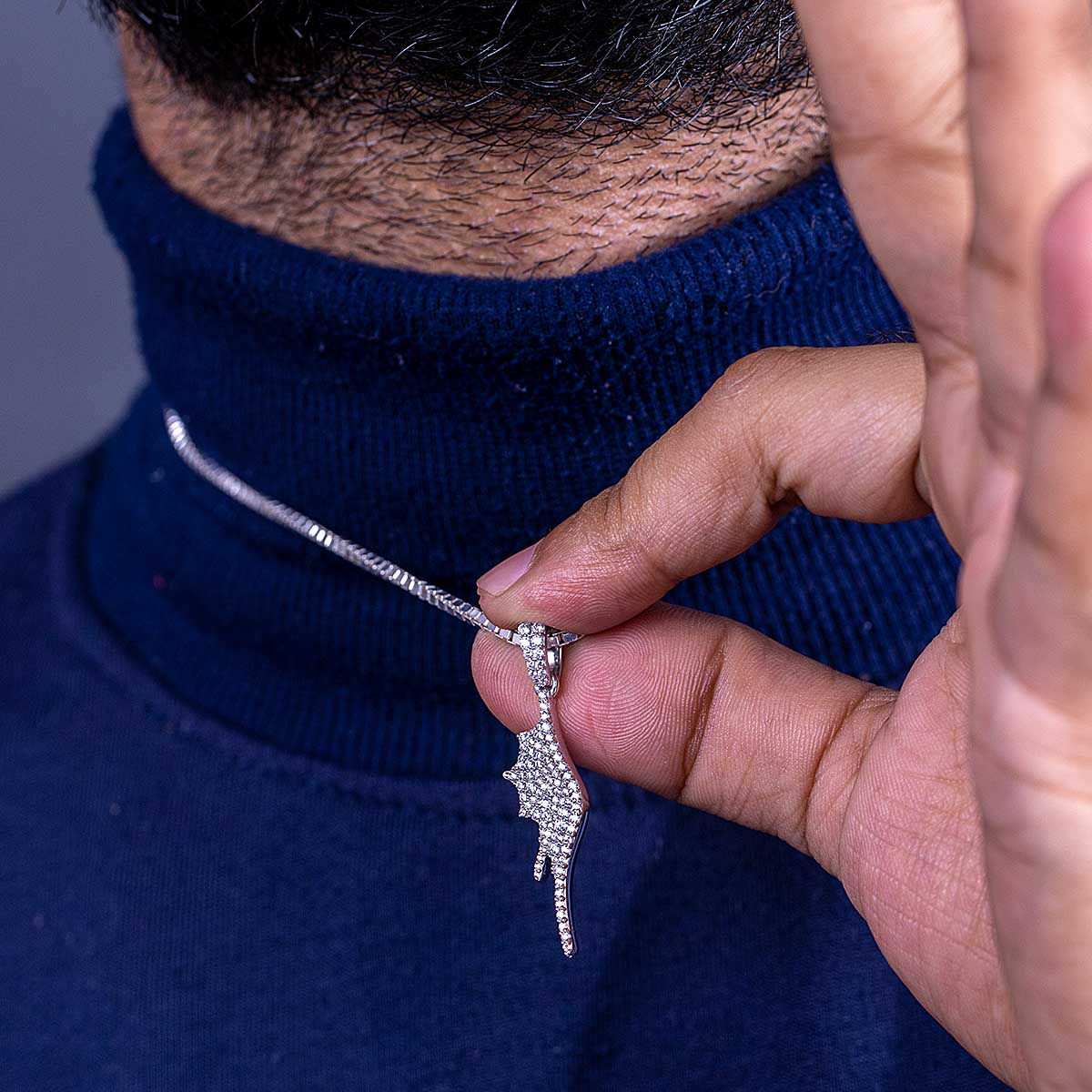 Dragon Wing Pendant Necklace Iced Out Jewelry Sterling Silver