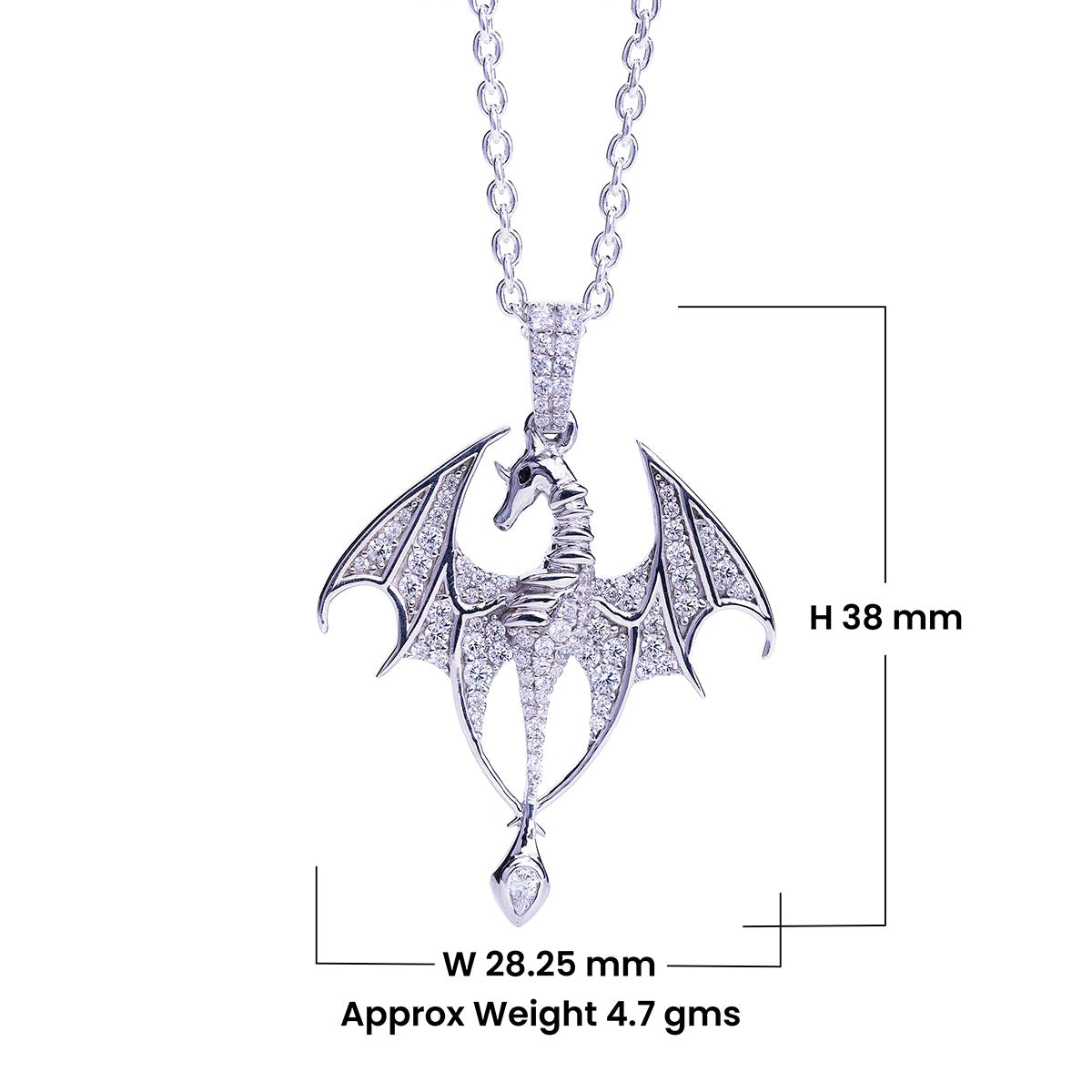 Dragon Pendant Necklace Fantasy Medieval Jewelry Sterling Silver