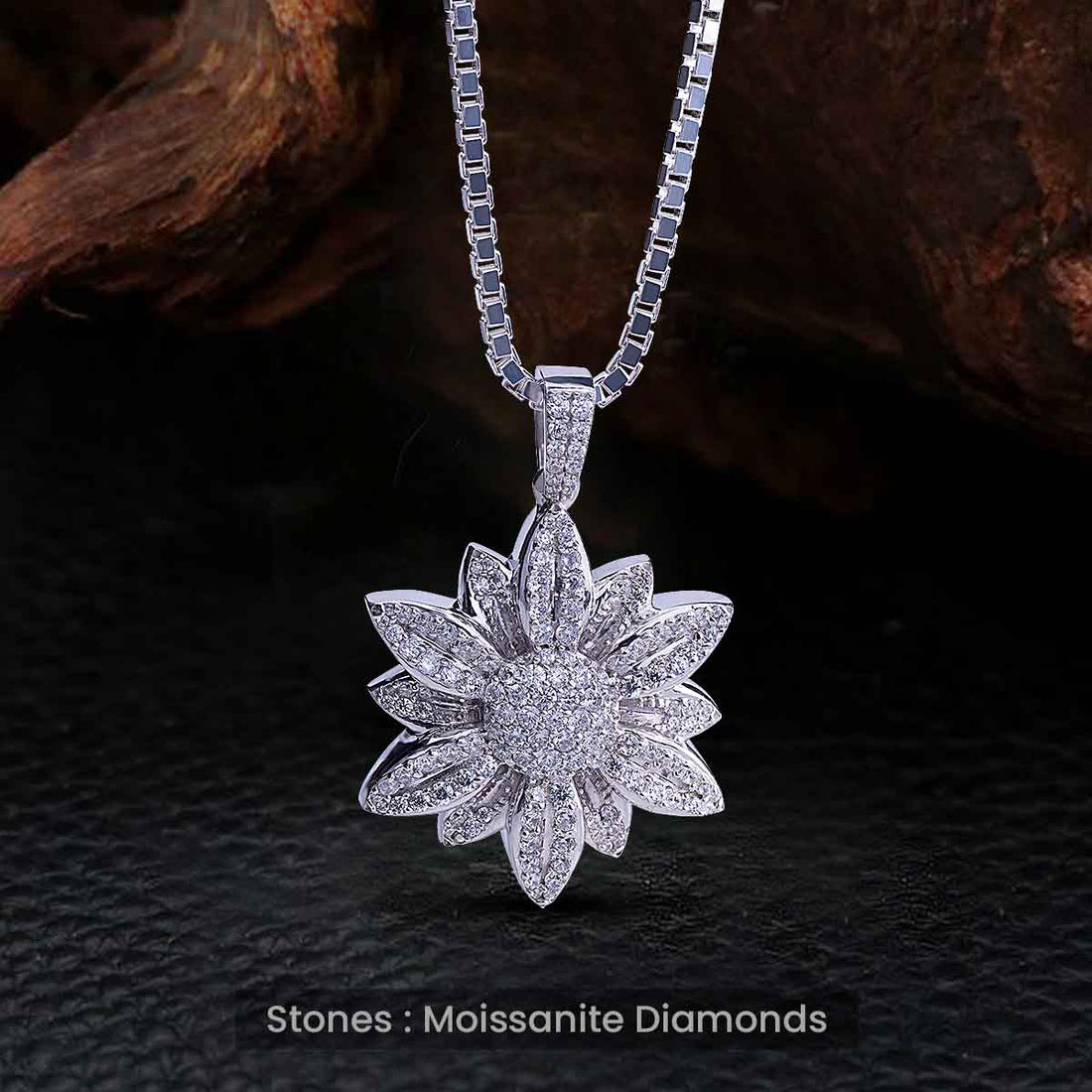 Sun Flower Necklace for Women Moissanite Iced Out Pendant