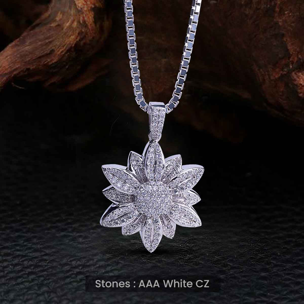 YOU ARE MY SUNSHINE - Iced Out Flower Pendant Necklace