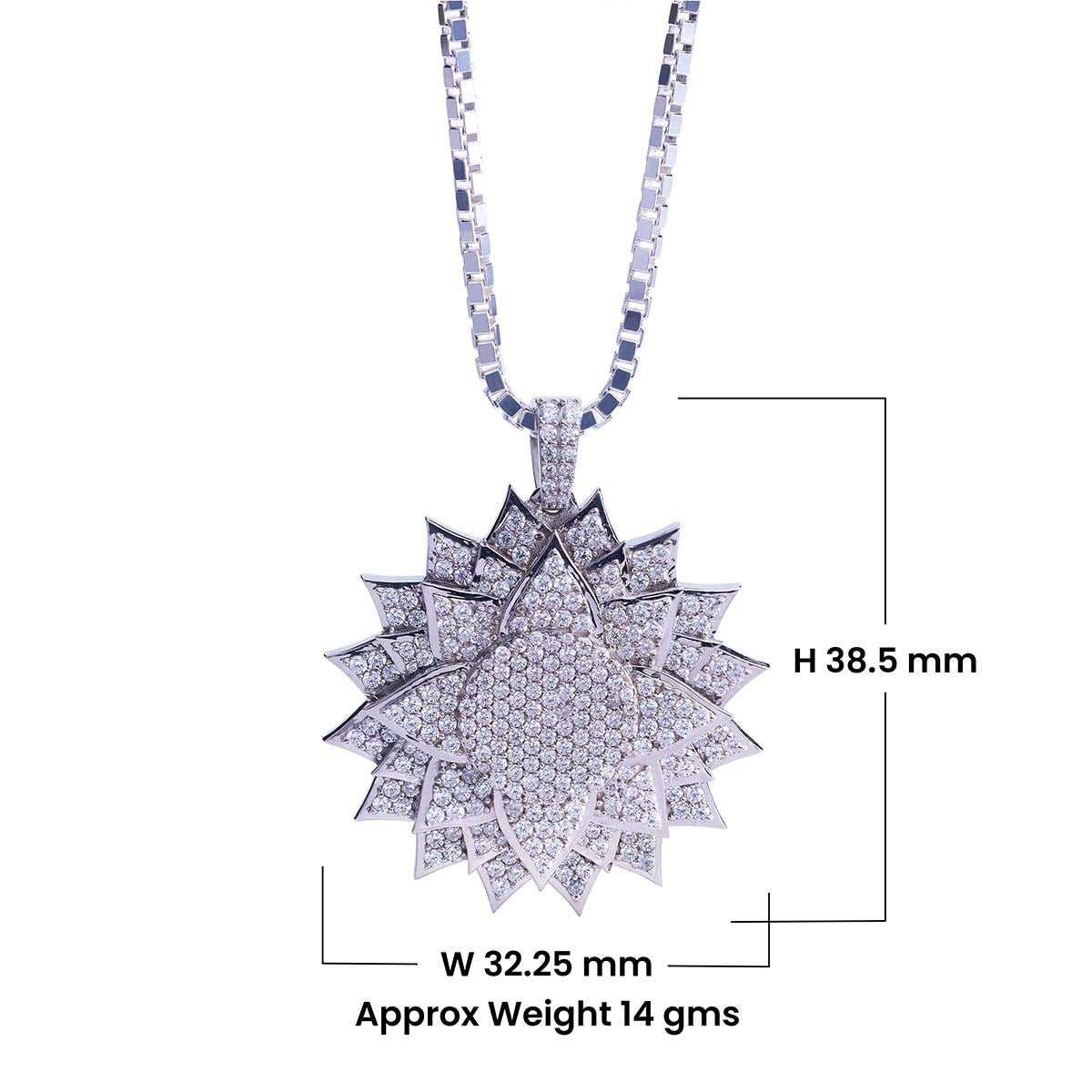Dazzling Iced Out Flower Pendant Necklace for Girls Sterling Silver