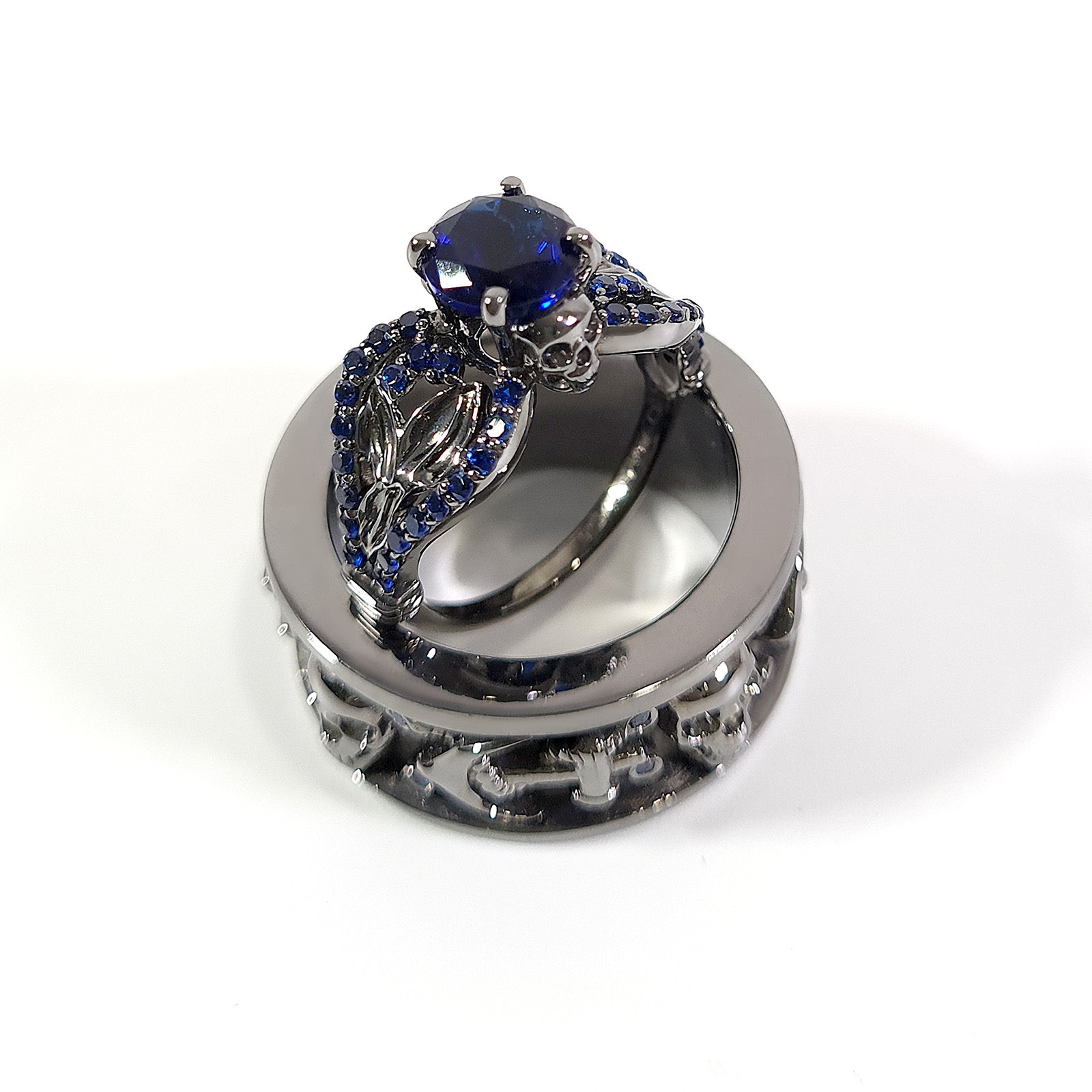 Sapphire Skull Promise Ring Set