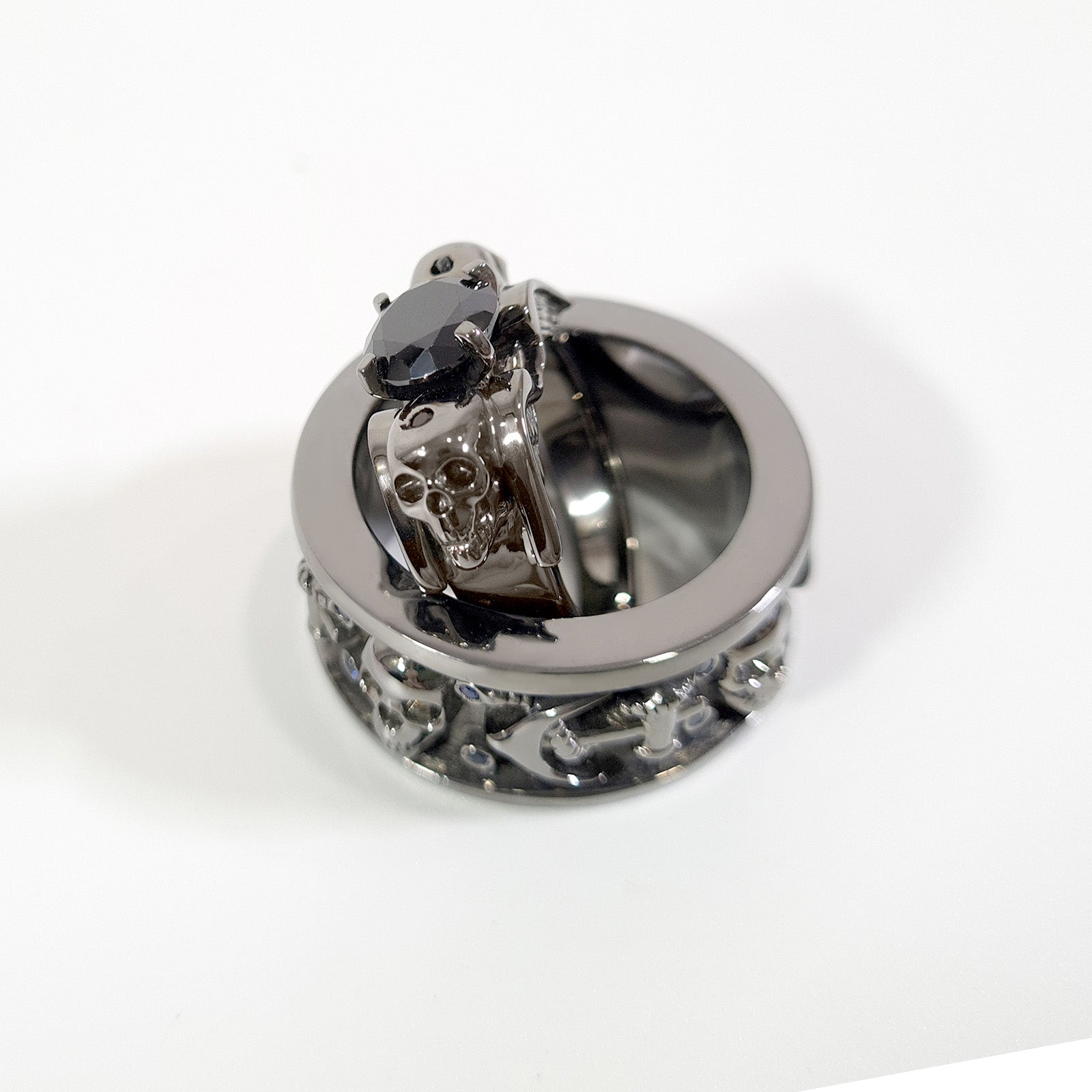 His and Her Skull Promise Ring Set