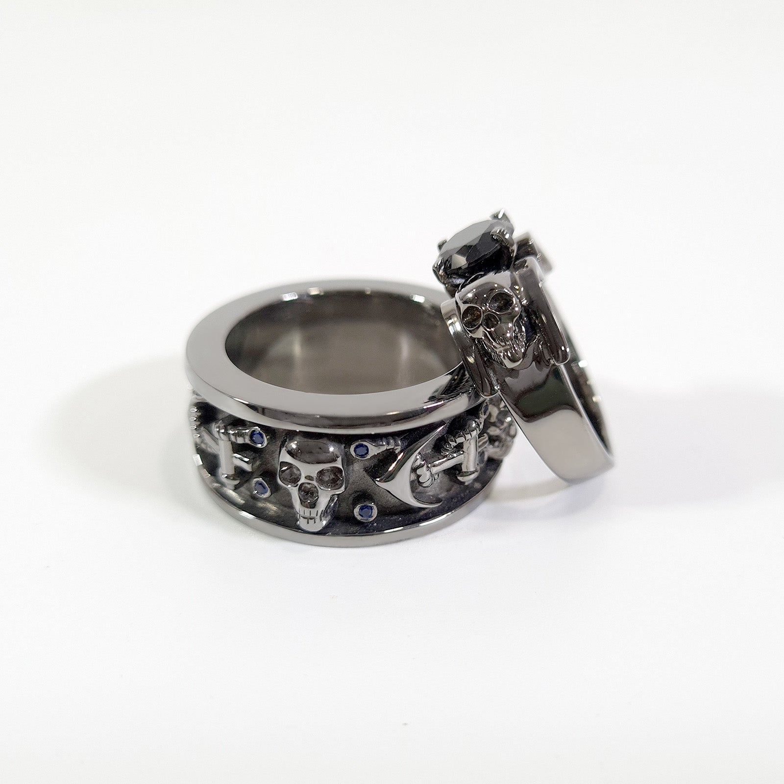 His and Her Skull Promise Ring Set