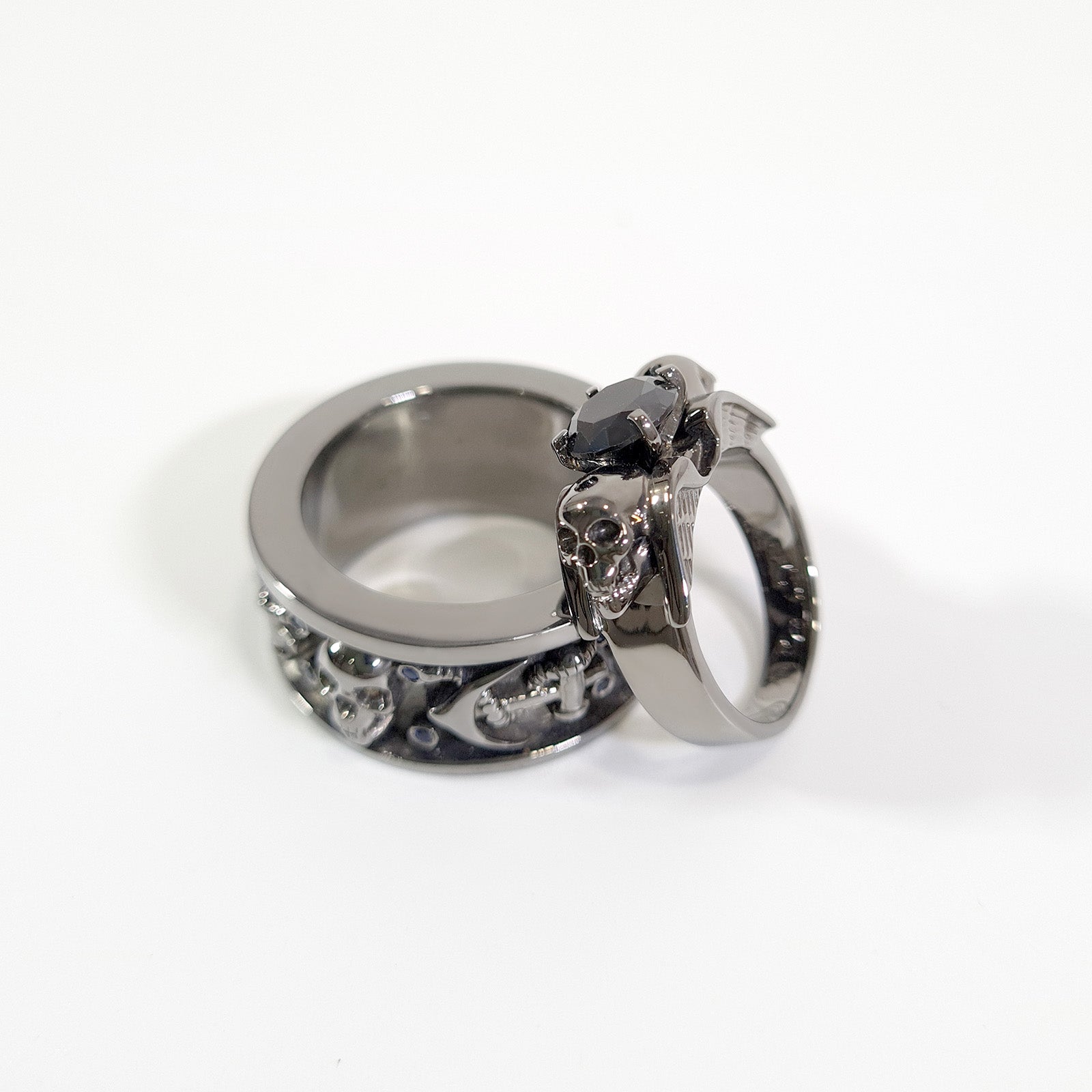His and Her Skull Promise Ring Set