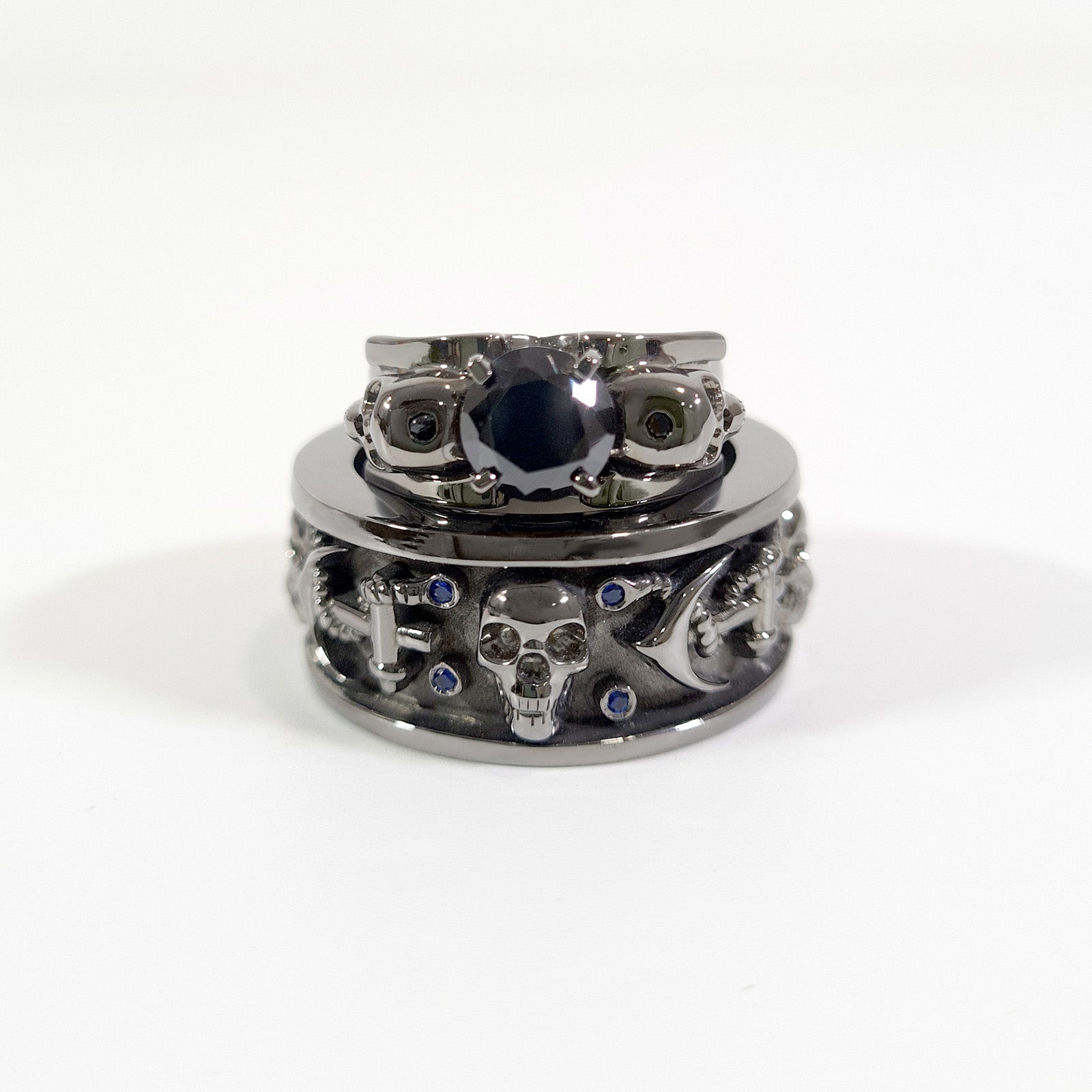 His and Her Skull Promise Ring Set