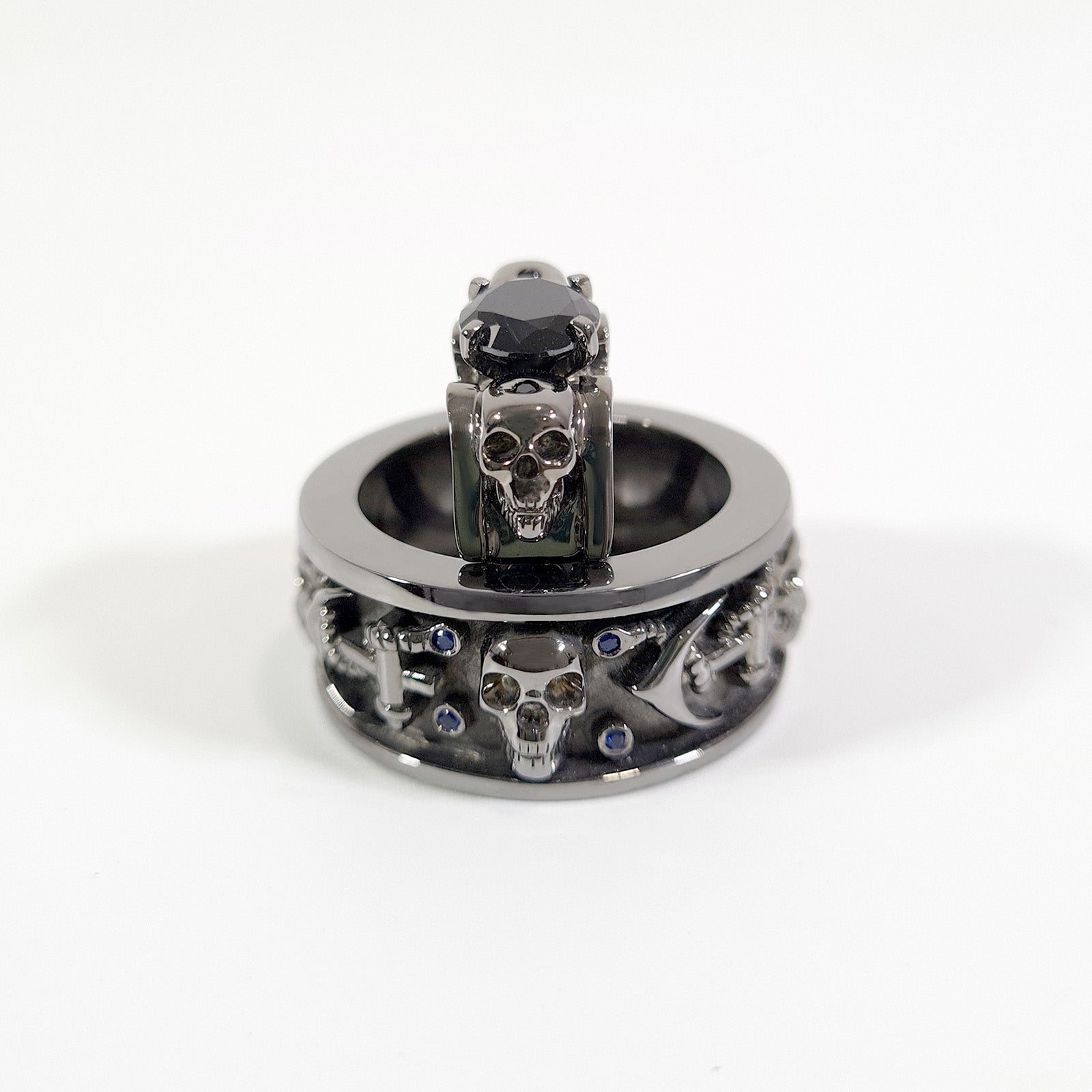His and Her Skull Promise Ring Set