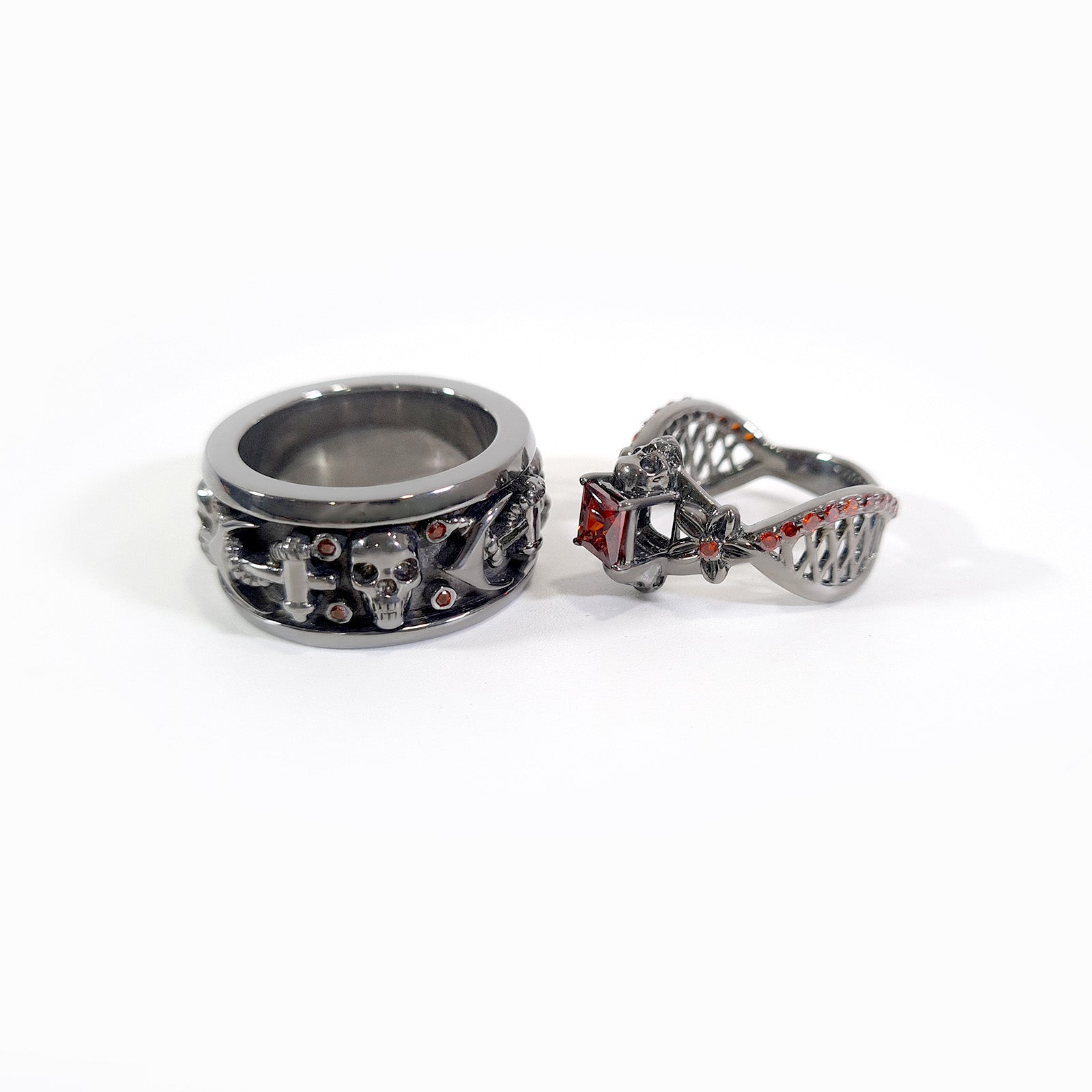 Anchor Skull Promise Rings For Couple