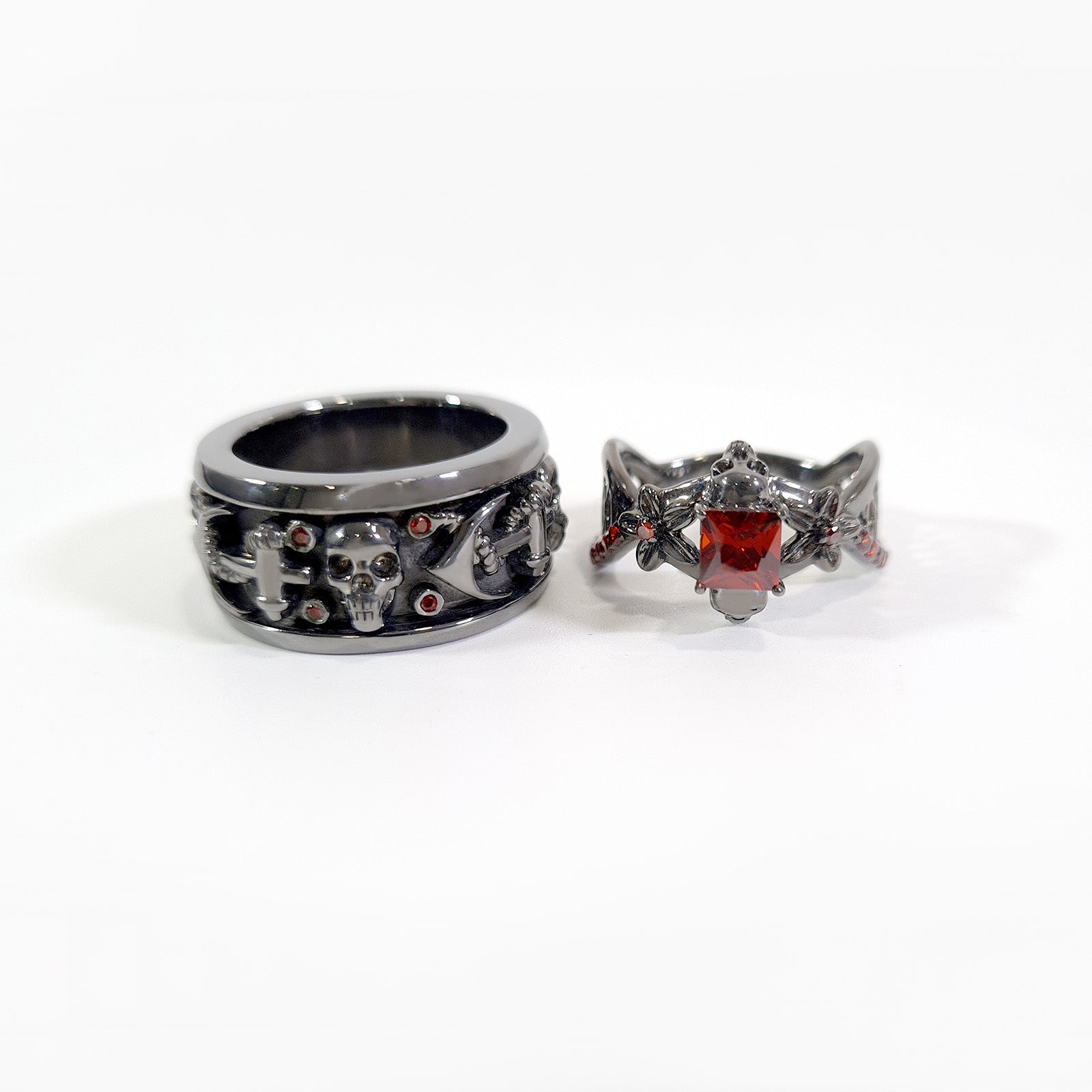 Anchor Skull Promise Rings For Couple